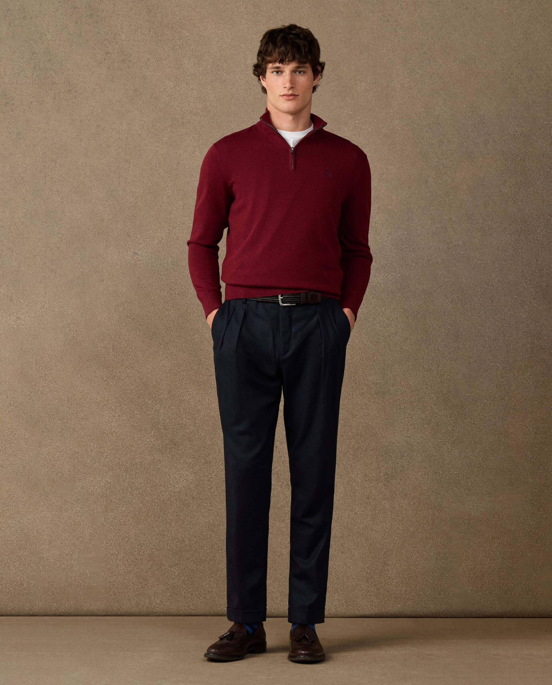 Jersey de hombre con cremallera algodón y logo - Hackett - Rojo Rojo-2