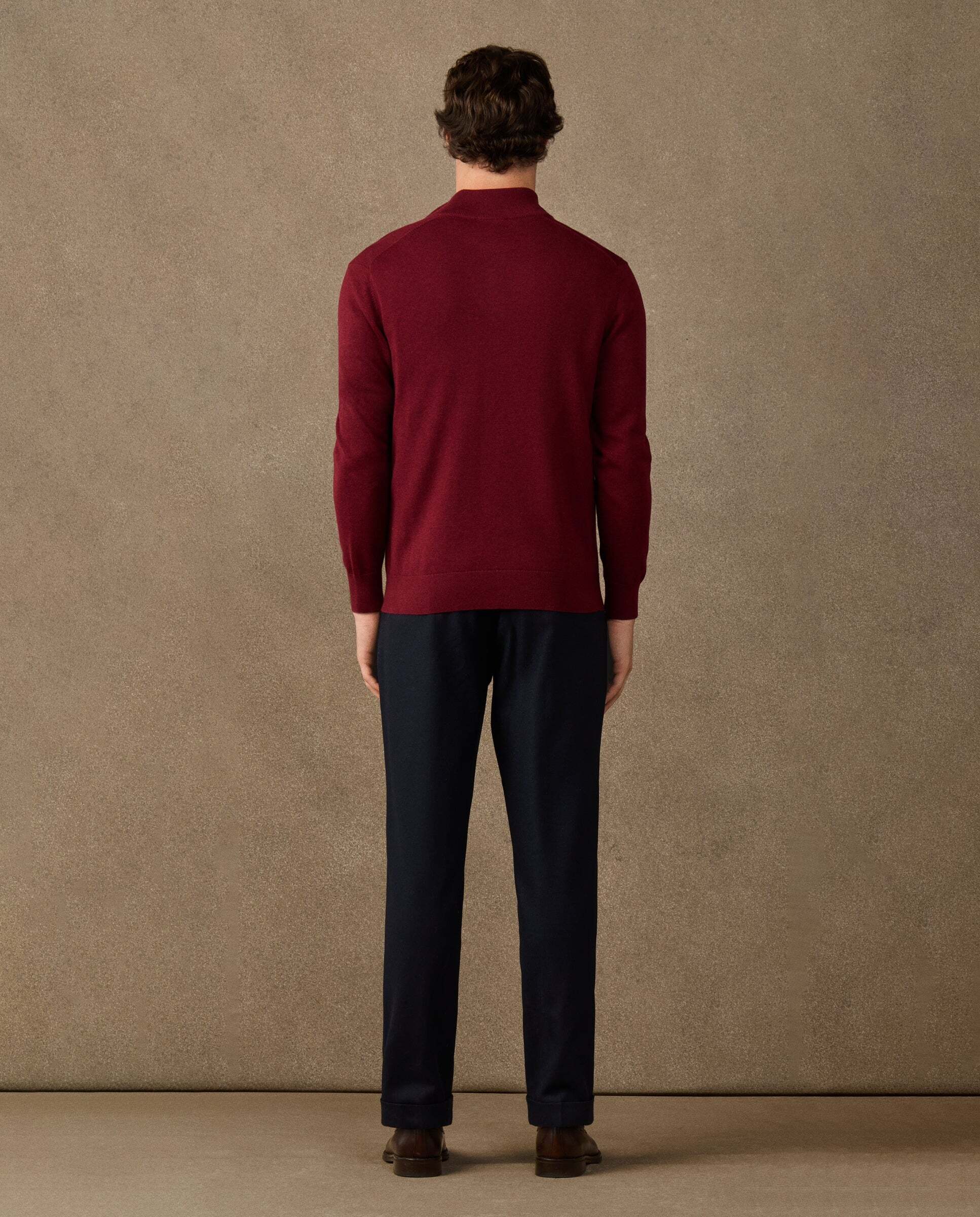 Jersey de hombre con cremallera algodón y logo - Hackett - Rojo Rojo-3
