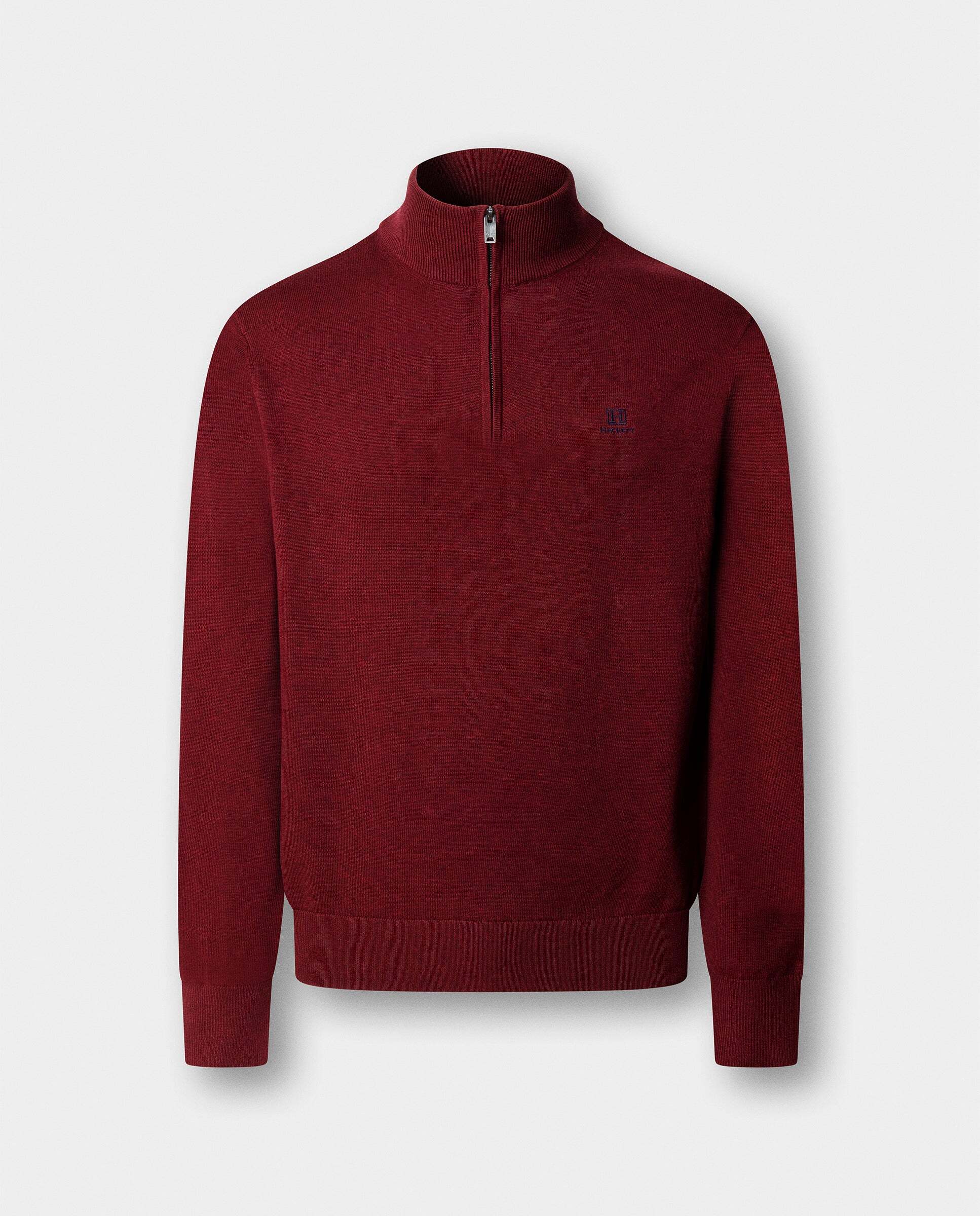 Jersey de hombre con cremallera algodón y logo - Hackett - Rojo Rojo-6