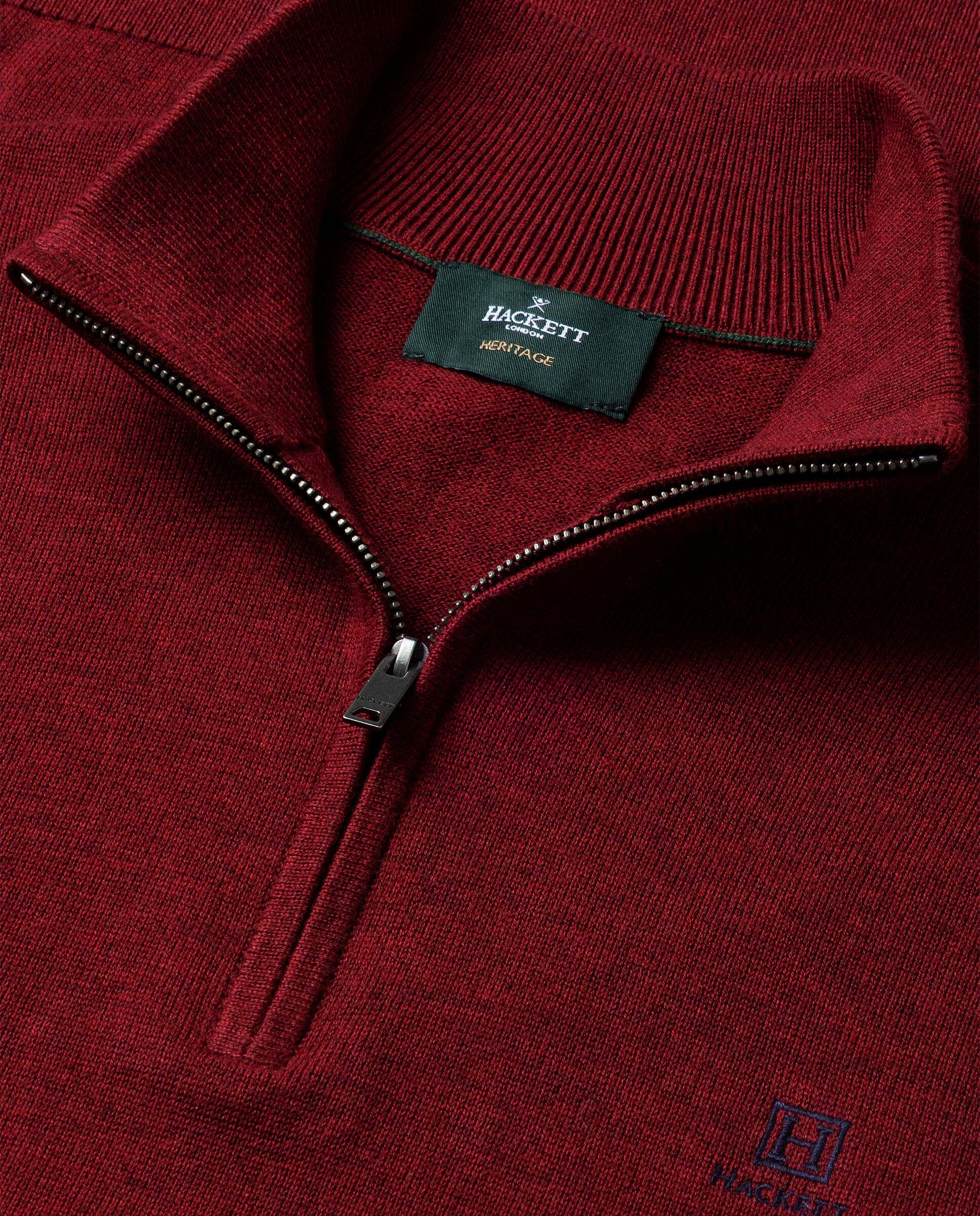 Jersey de hombre con cremallera algodón y logo - Hackett - Rojo Rojo-5