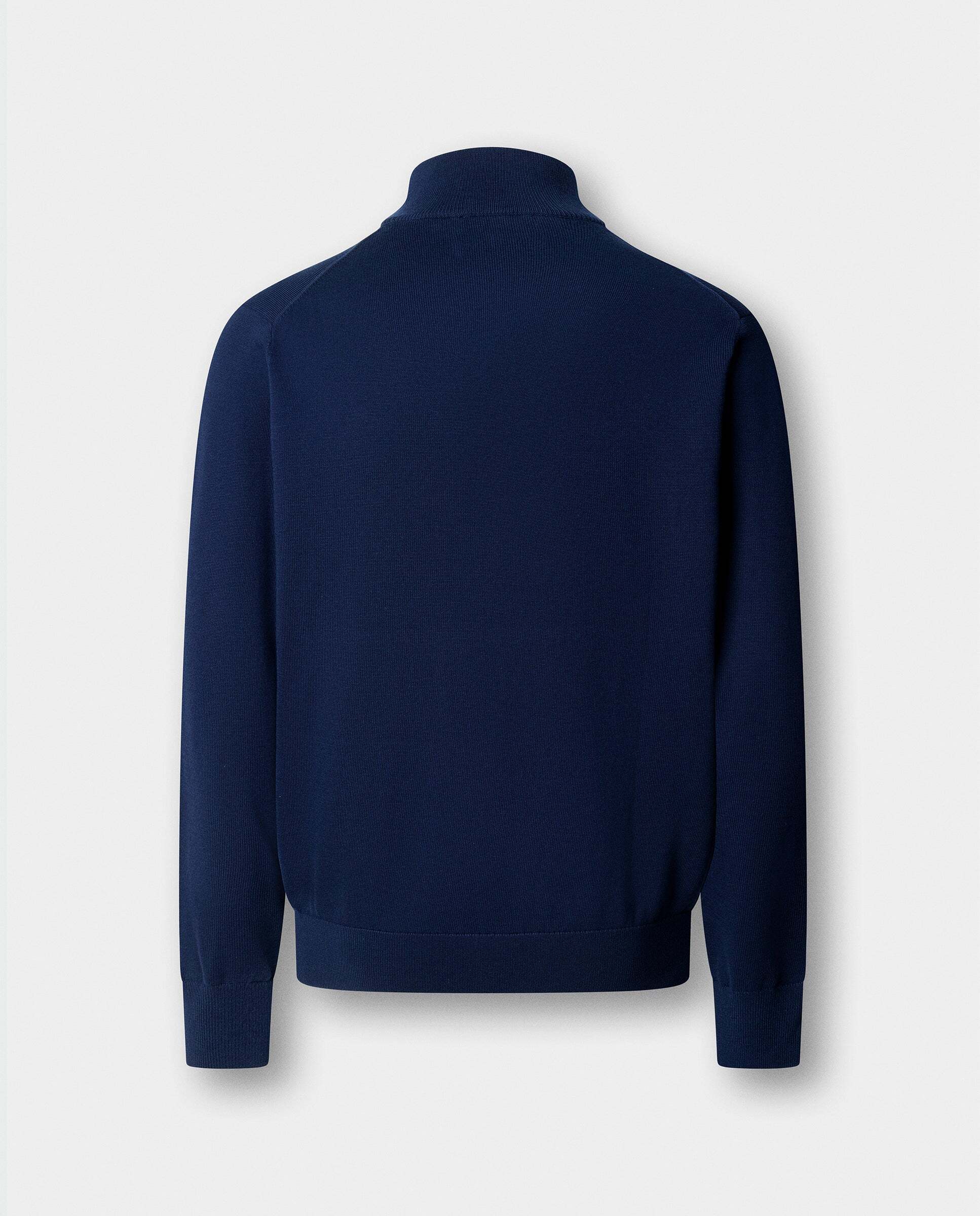Jersey de hombre con cremallera algodón y logo - Hackett - Azul marino Azul marino-7