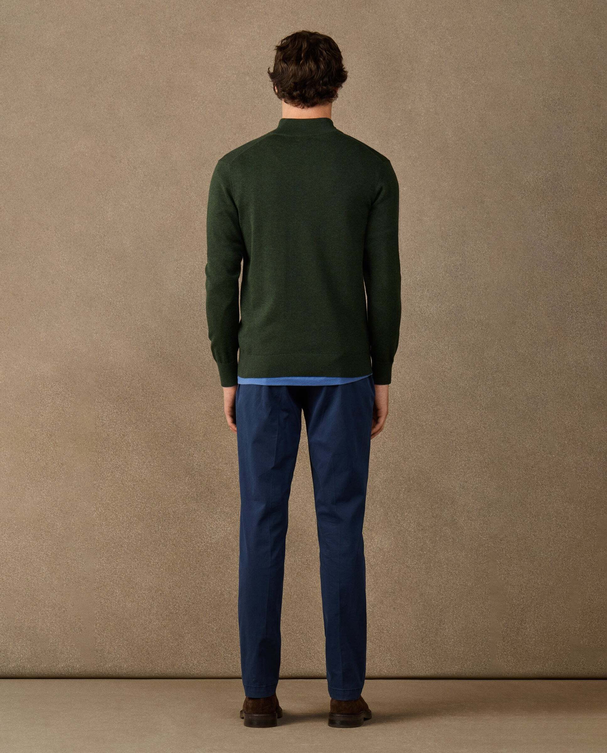 Jersey de hombre con cremallera algodón y logo - Hackett - Verde militar Verde militar-3