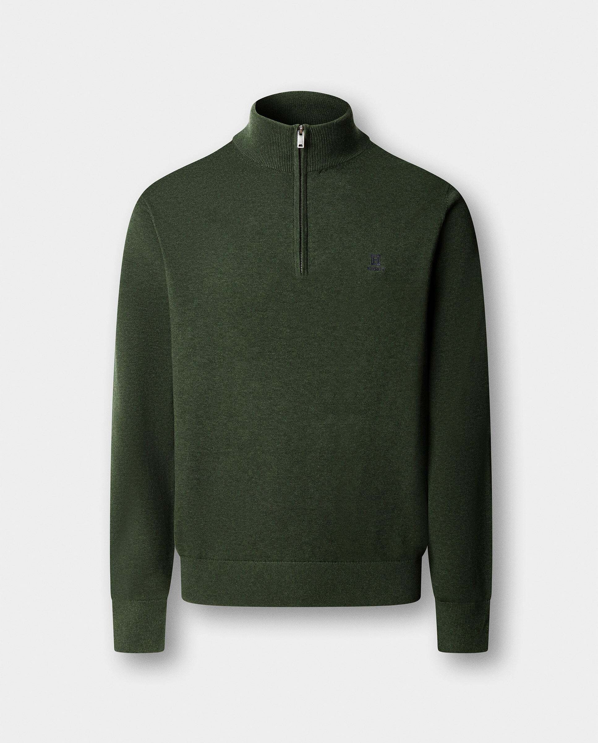 Jersey de hombre con cremallera algodón y logo - Hackett - Verde militar Verde militar-6