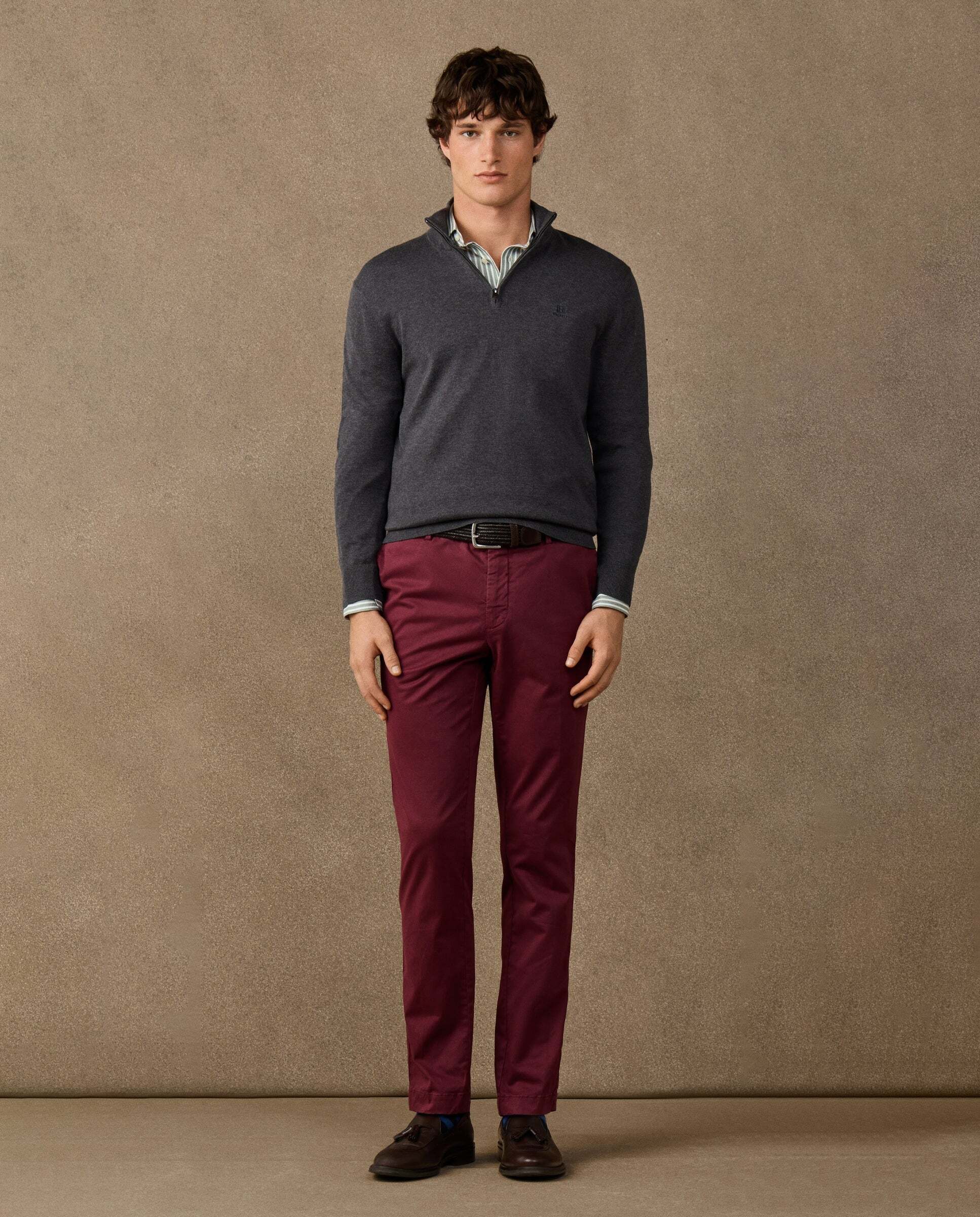 Jersey de hombre con cremallera algodón y logo - Hackett - Gris oscuro Gris oscuro-2