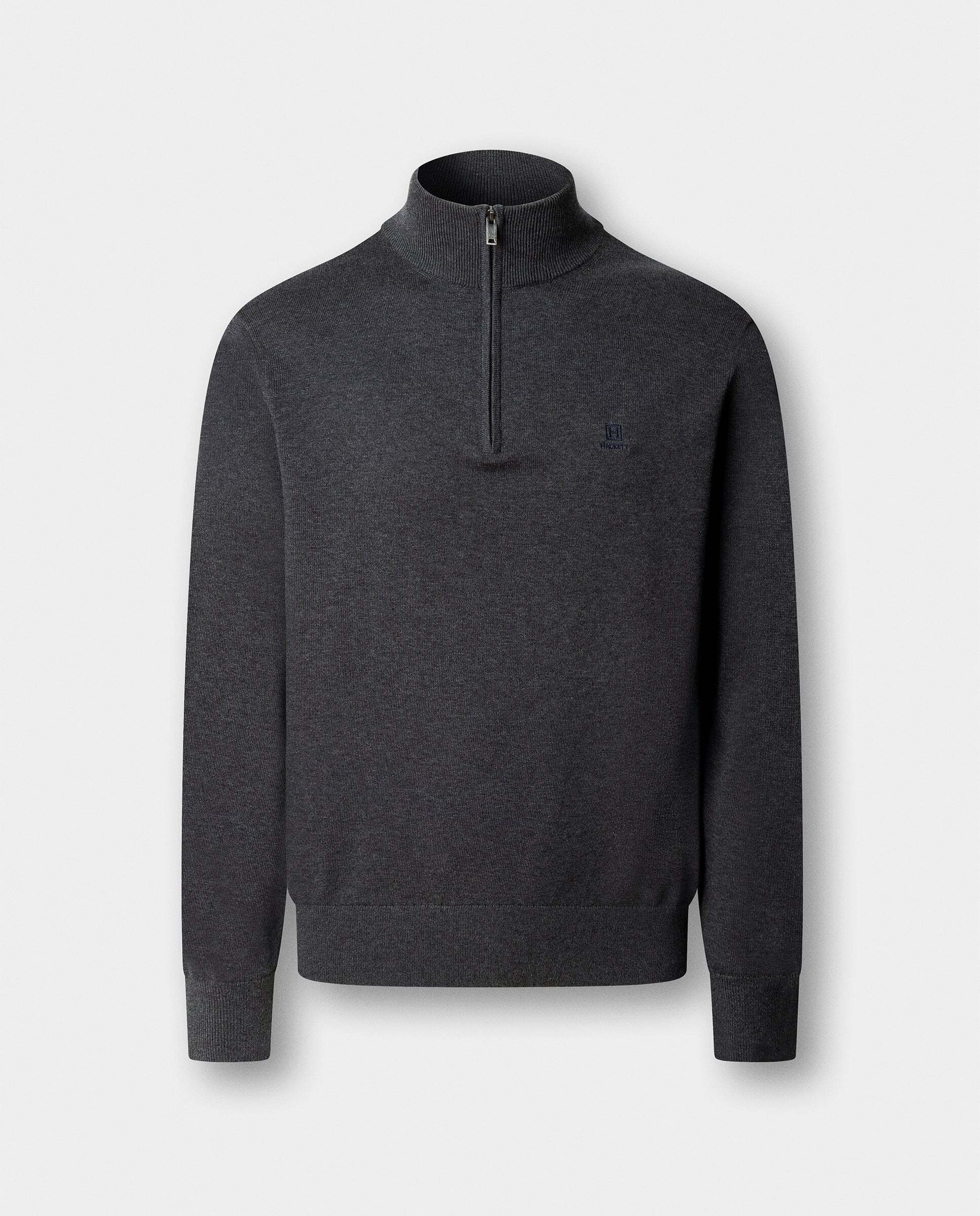 Jersey de hombre con cremallera algodón y logo - Hackett - Gris oscuro Gris oscuro-6