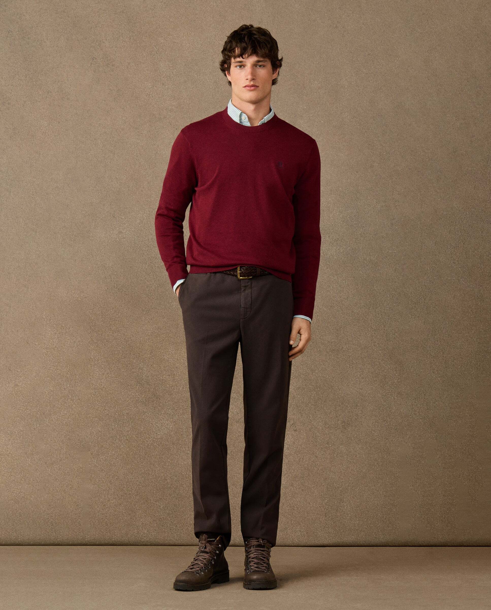 Jersey de hombre cuello redondo algodón con logo - Hackett - Rojo Rojo-2
