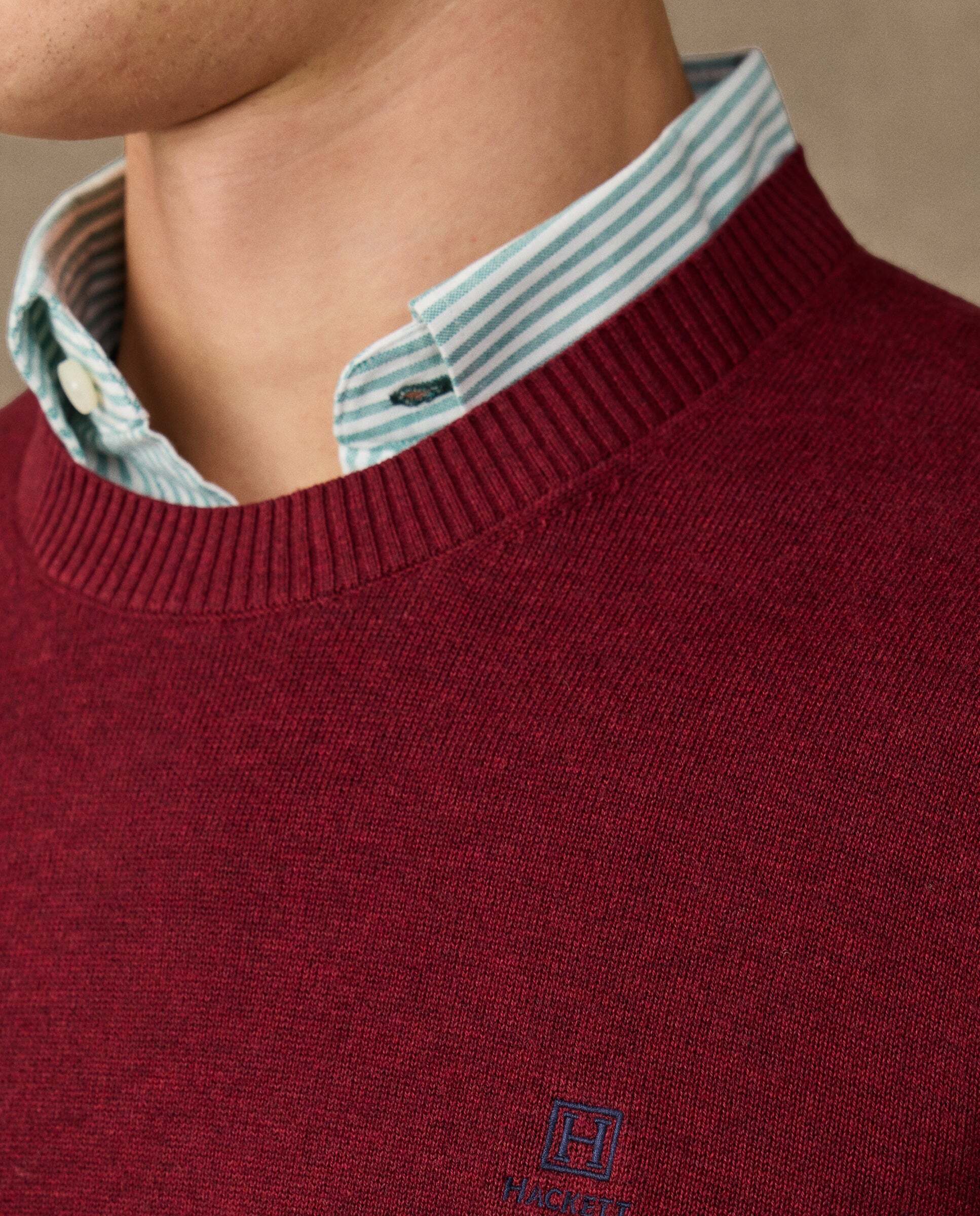 Jersey de hombre cuello redondo algodón con logo - Hackett - Rojo Rojo-4