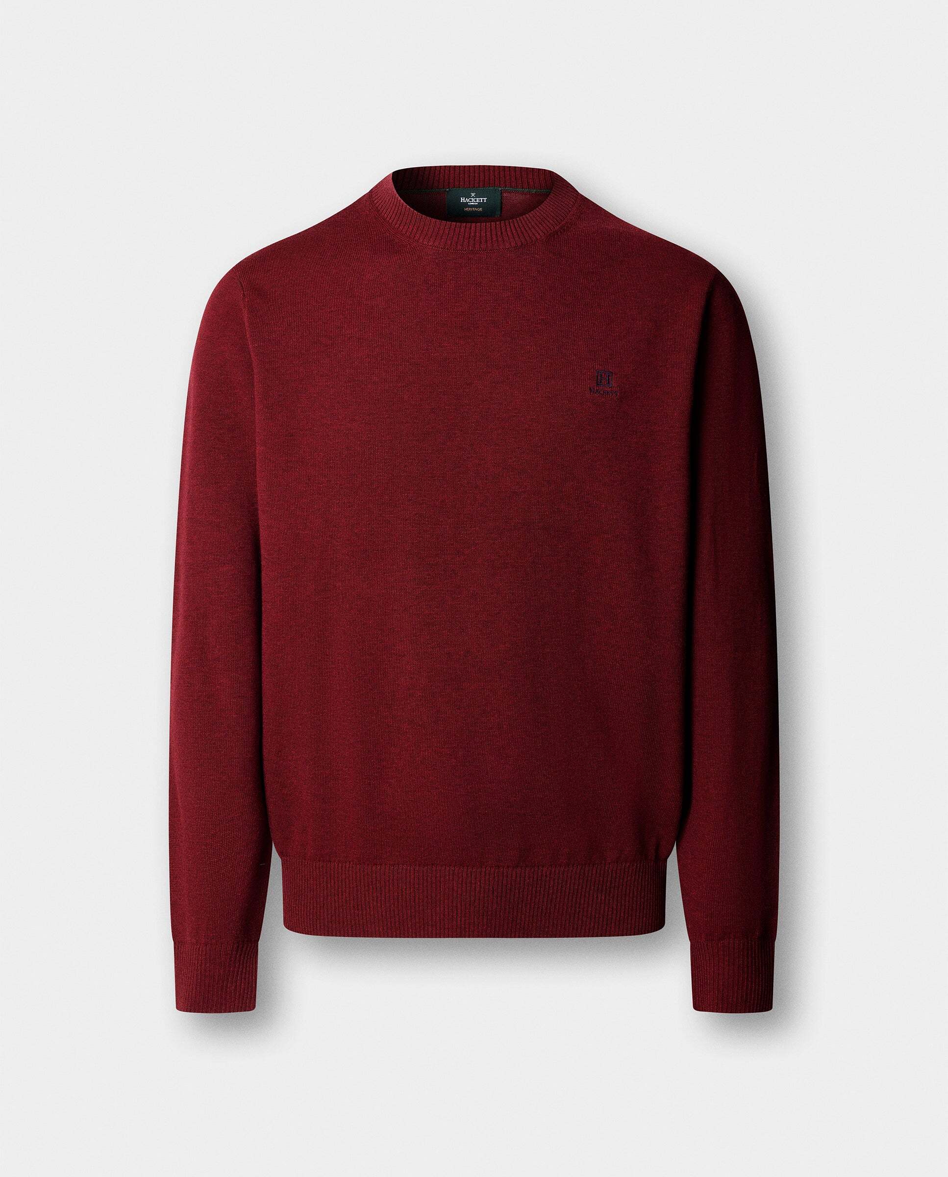 Jersey de hombre cuello redondo algodón con logo - Hackett - Rojo Rojo-6