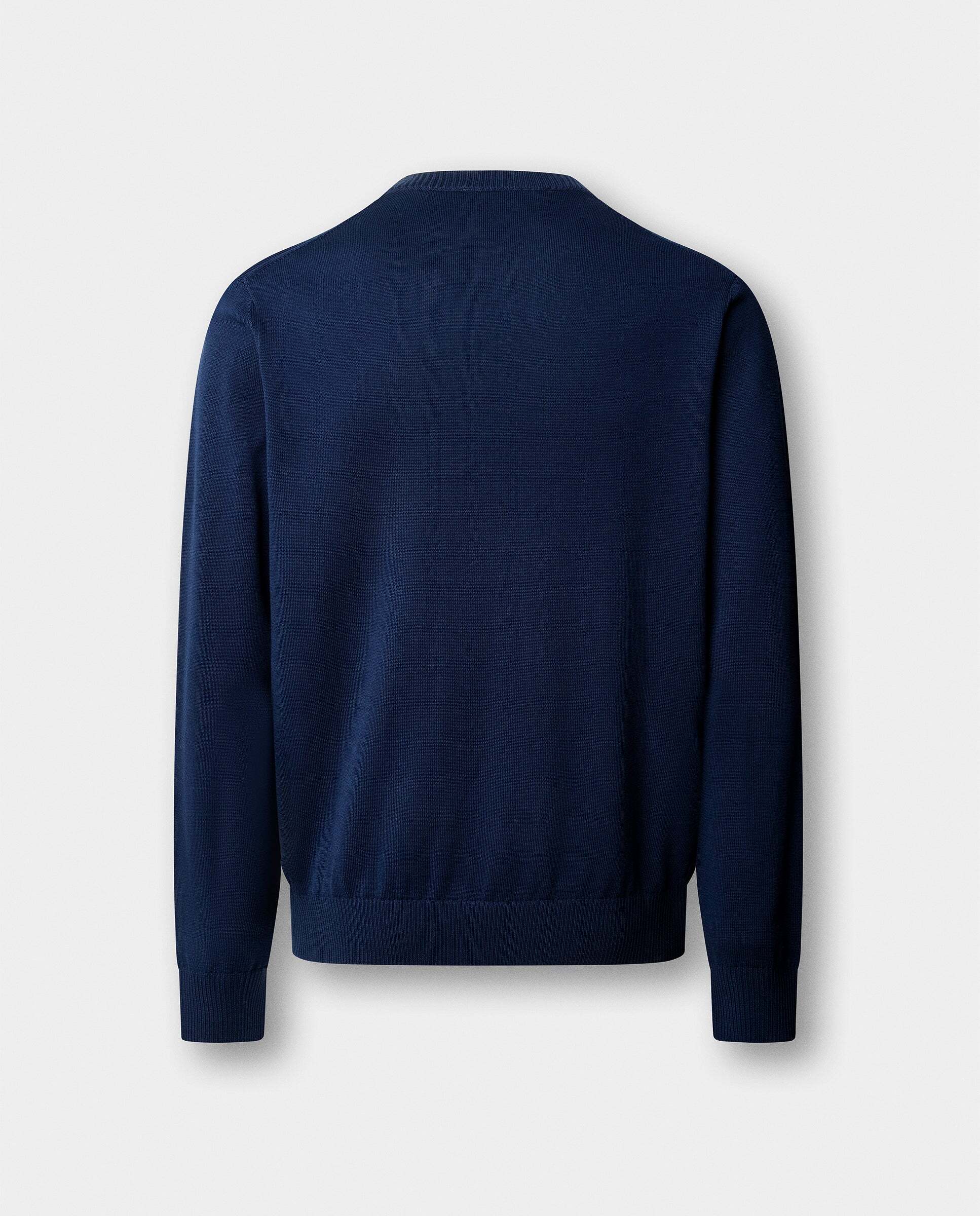 Jersey de hombre cuello redondo algodón con logo - Hackett - Azul marino Azul marino-7