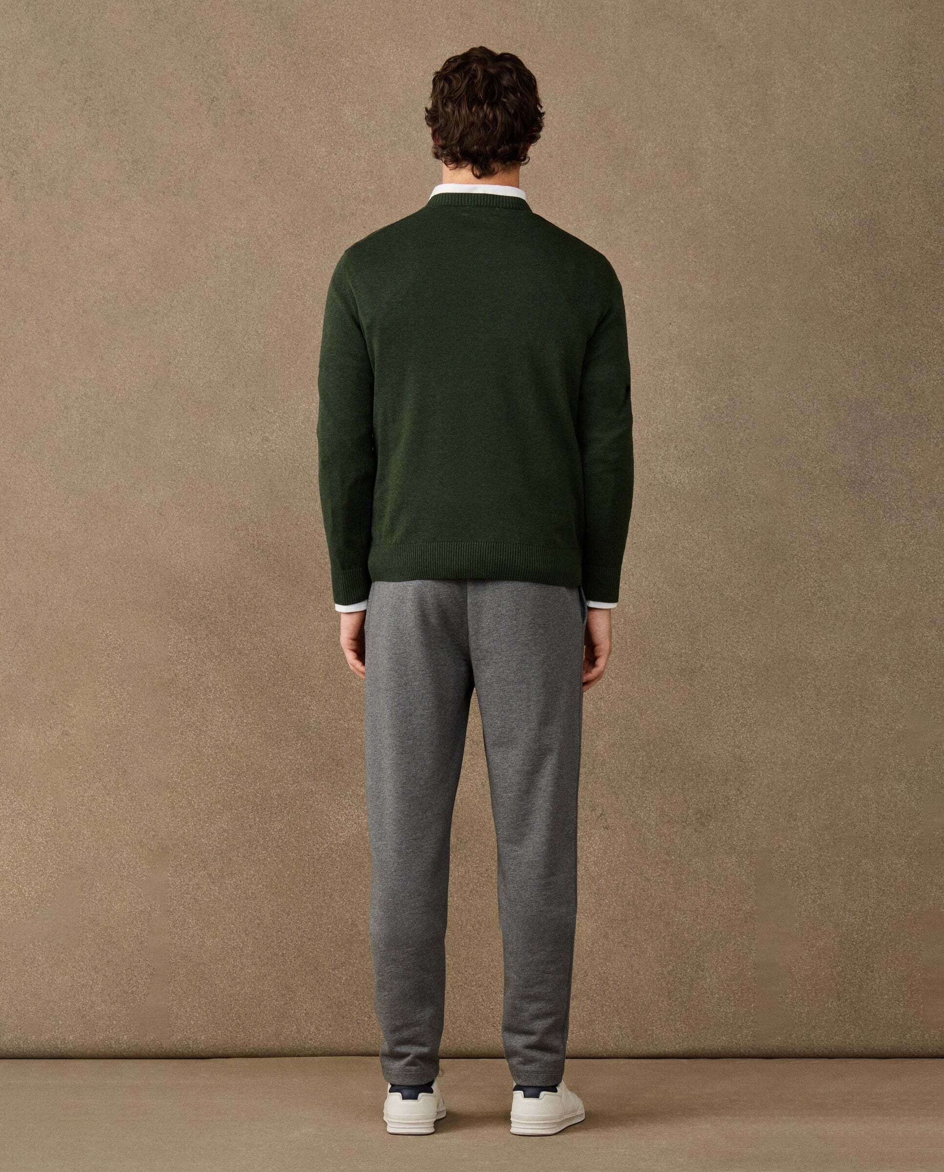 Jersey de hombre cuello redondo algodón con logo - Hackett - Verde militar Verde militar-3