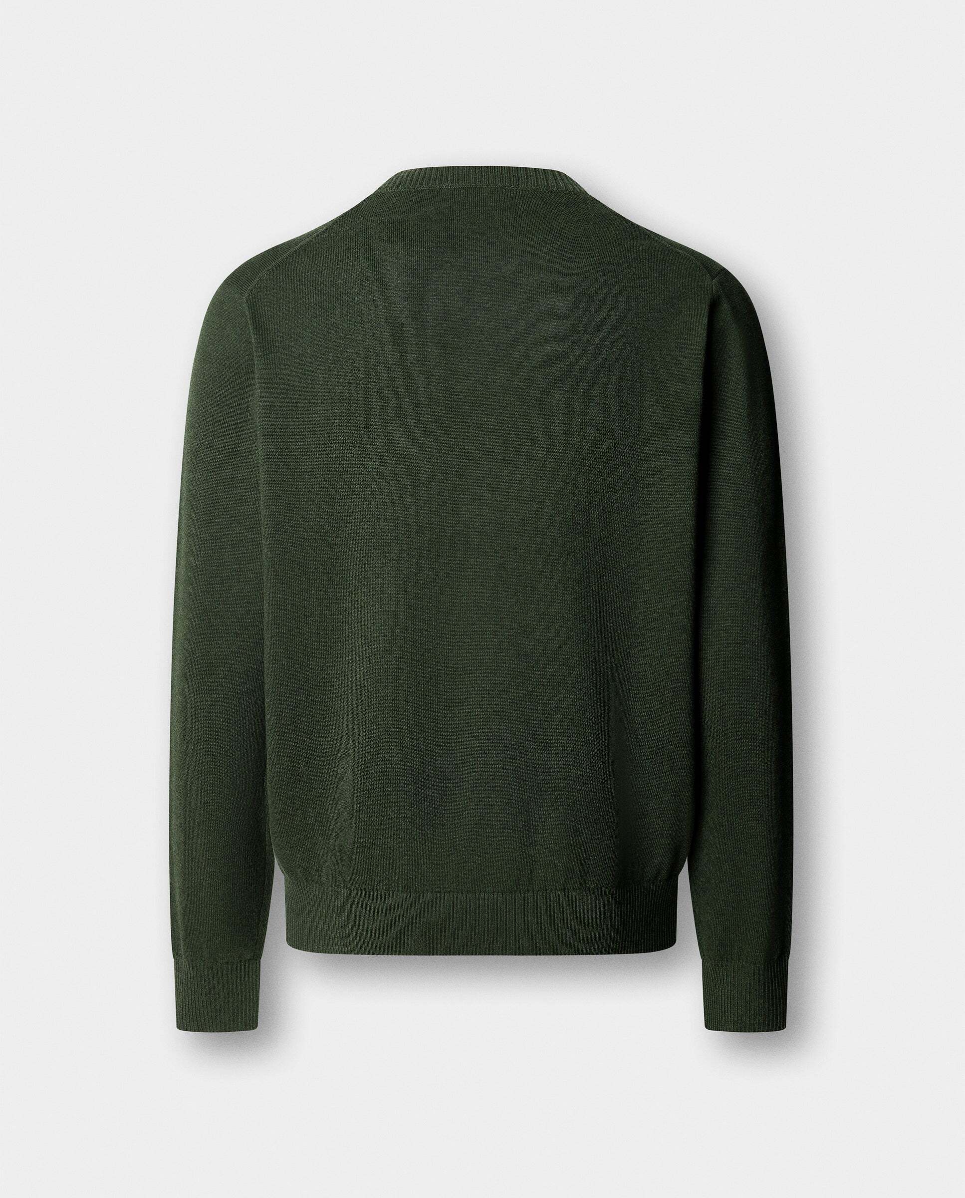 Jersey de hombre cuello redondo algodón con logo - Hackett - Verde militar Verde militar-7