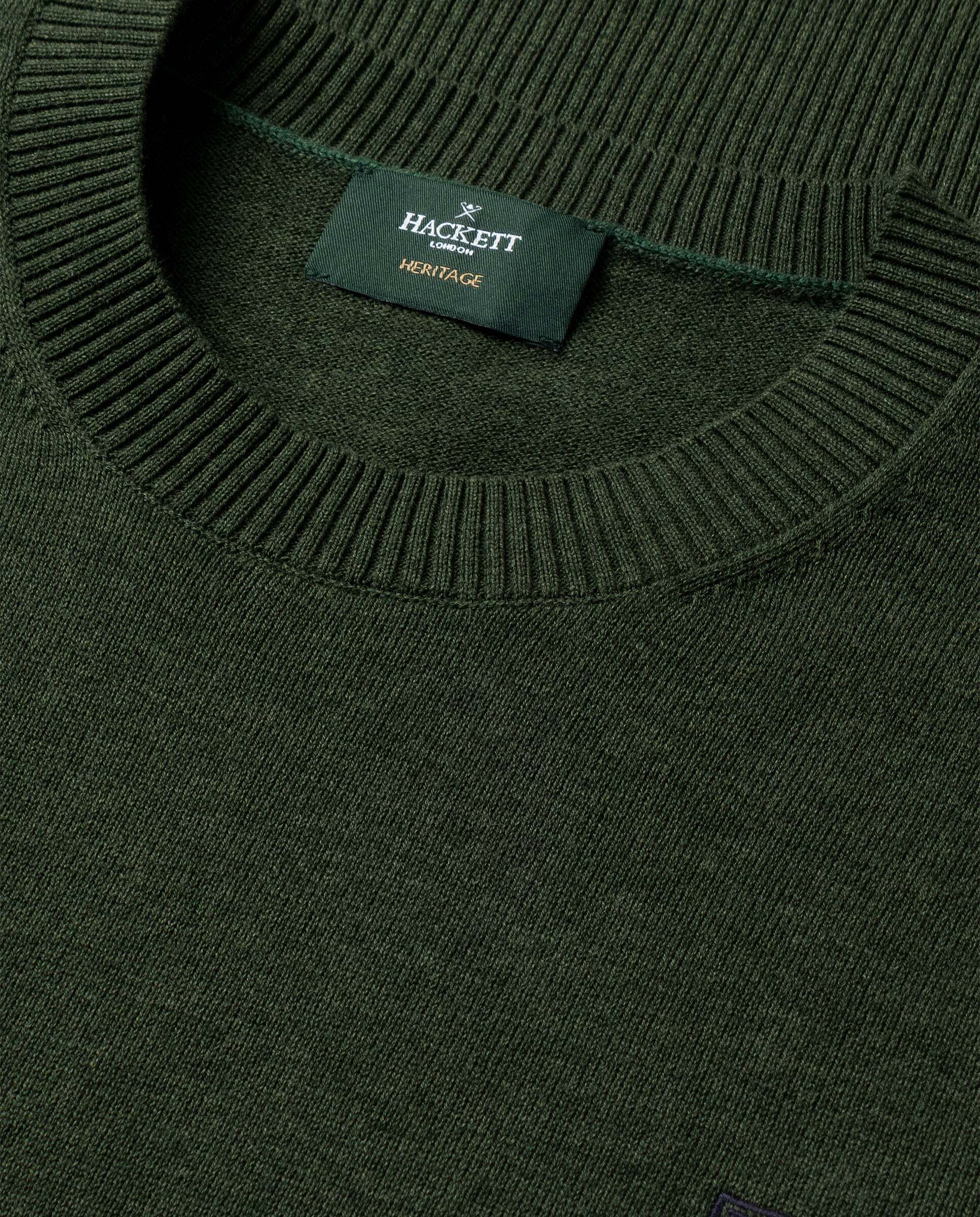 Jersey de hombre cuello redondo algodón con logo - Hackett - Verde militar Verde militar-5