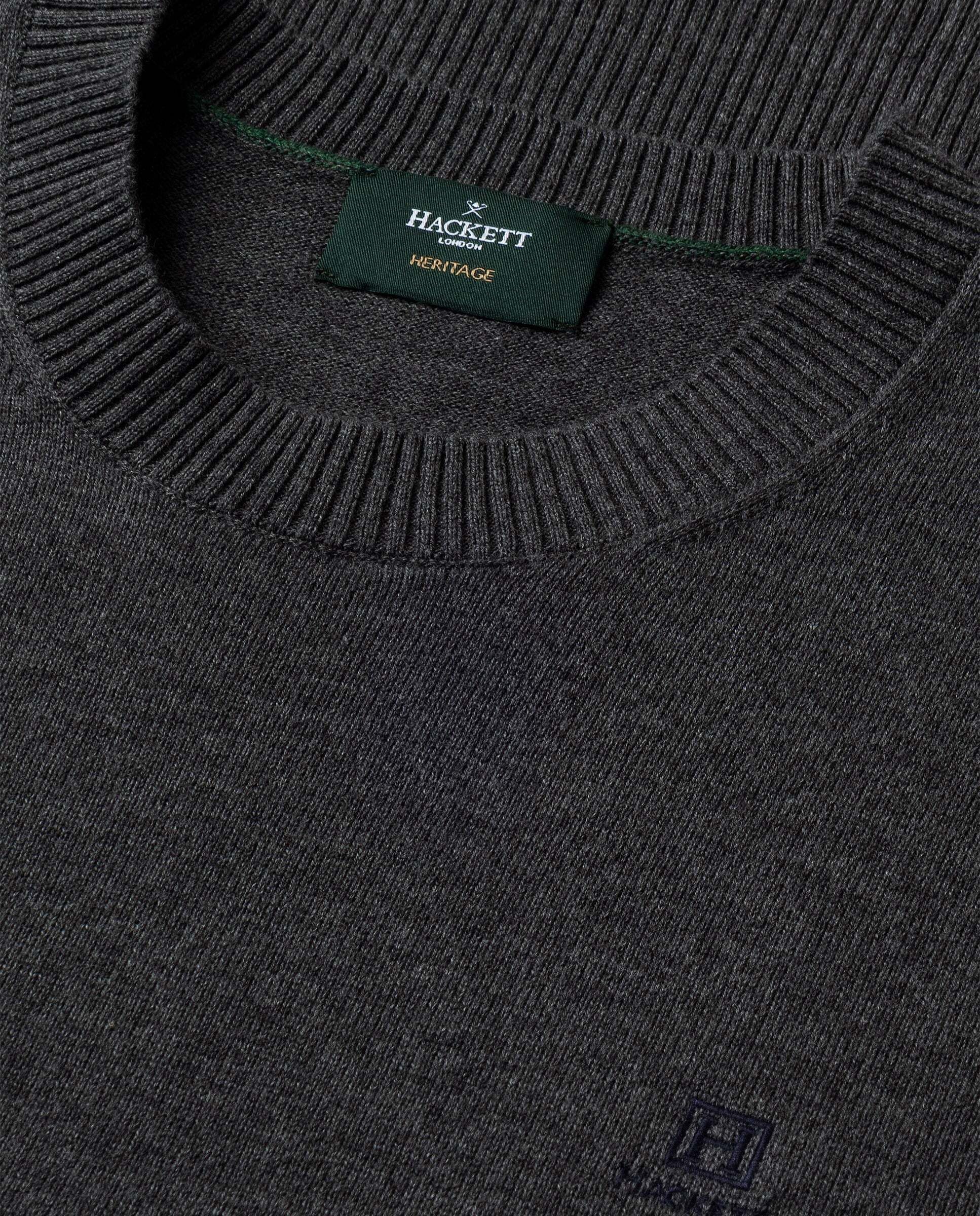 Jersey de hombre cuello redondo algodón con logo - Hackett - Gris oscuro Gris oscuro-5