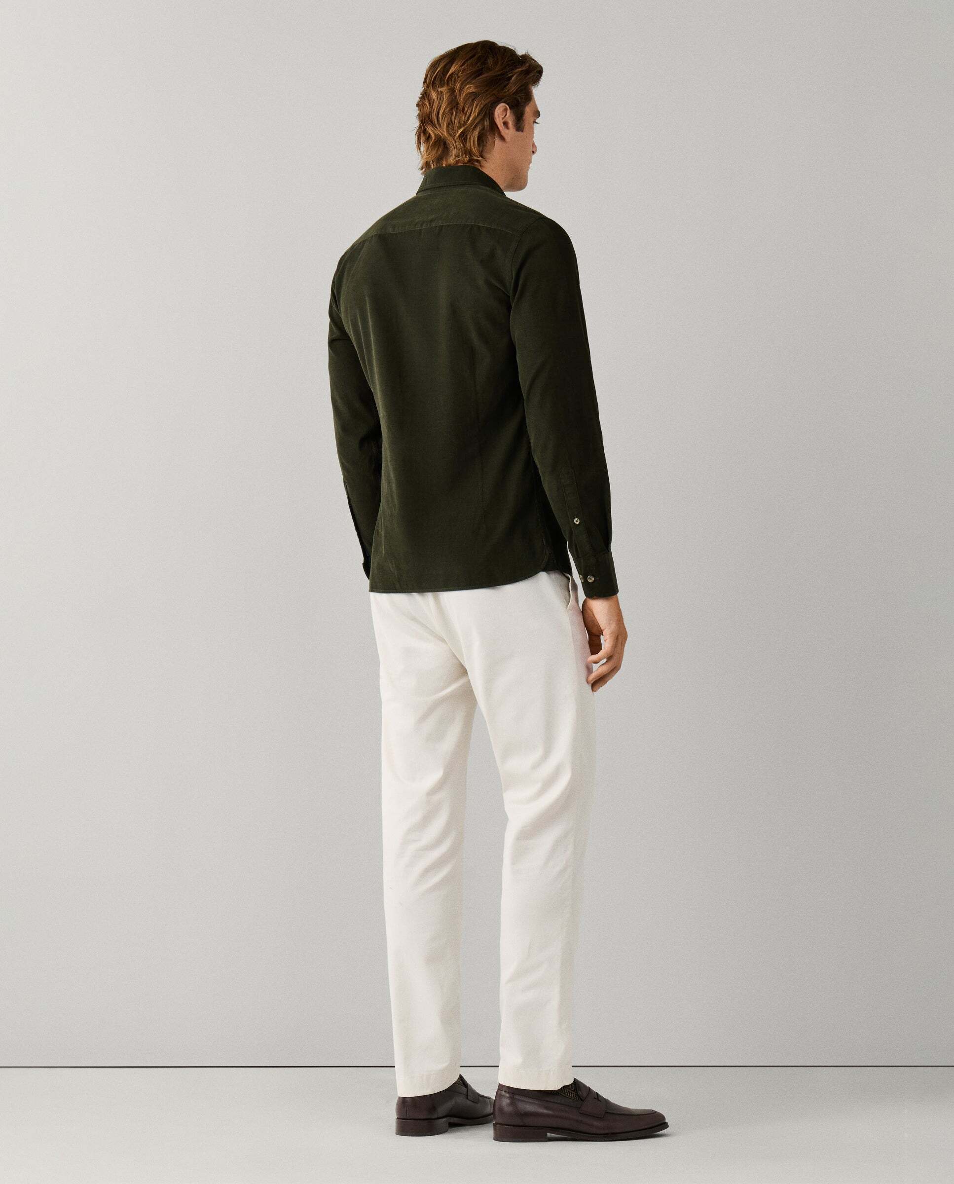 Imagen 3 de Camisa de hombre babycord fit tailored - Hackett - Verde militar Verde militar