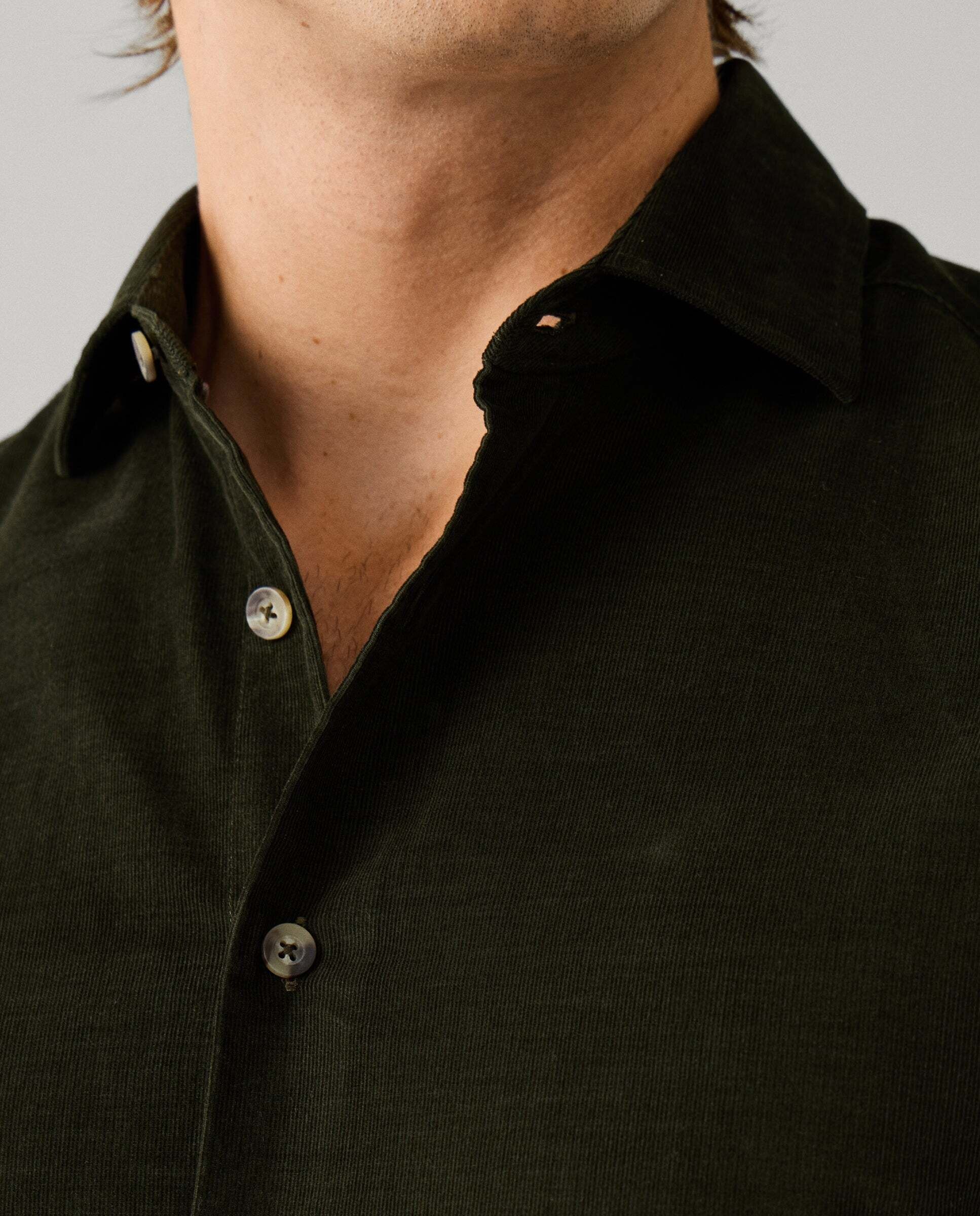 Imagen 4 de Camisa de hombre babycord fit tailored - Hackett - Verde militar Verde militar