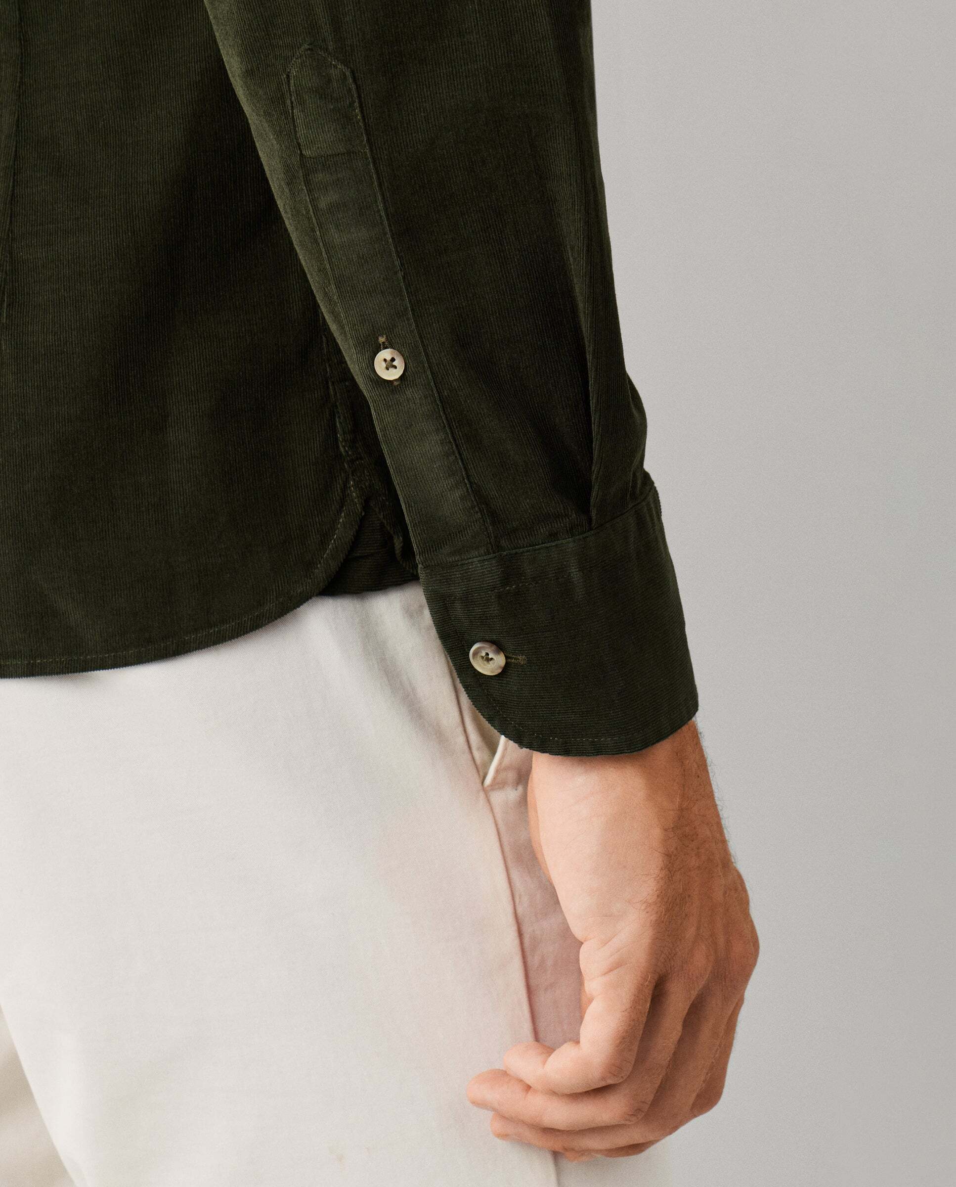 Imagen 5 de Camisa de hombre babycord fit tailored - Hackett - Verde militar Verde militar