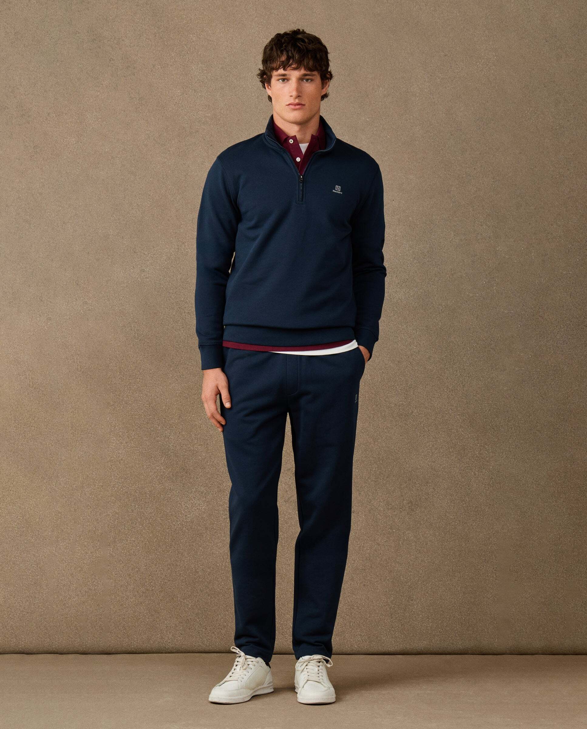 Sudadera de hombre algodón con cremallera y logo - Hackett - Azul Azul-2