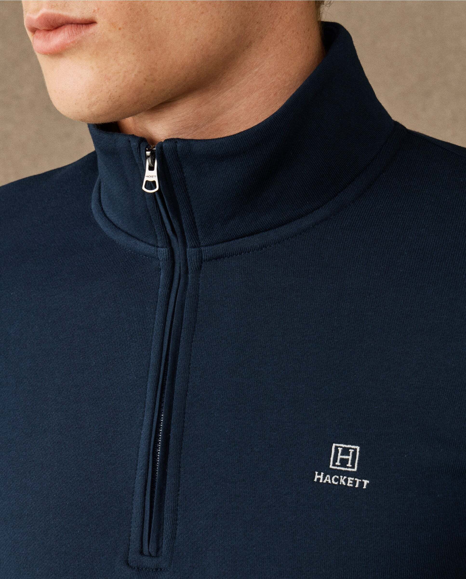 Sudadera de hombre algodón con cremallera y logo - Hackett - Azul Azul-4