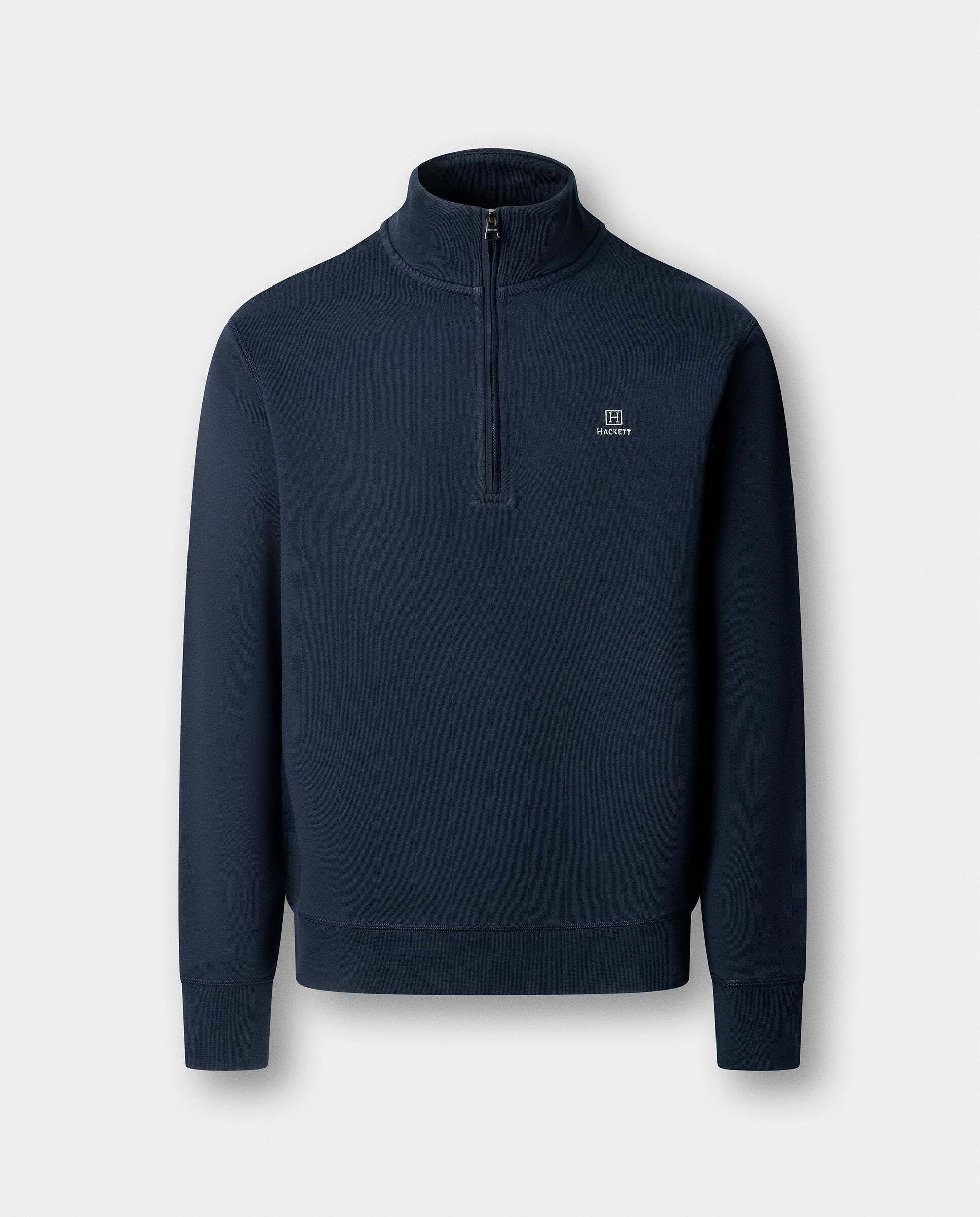 Sudadera de hombre algodón con cremallera y logo - Hackett - Azul Azul-6