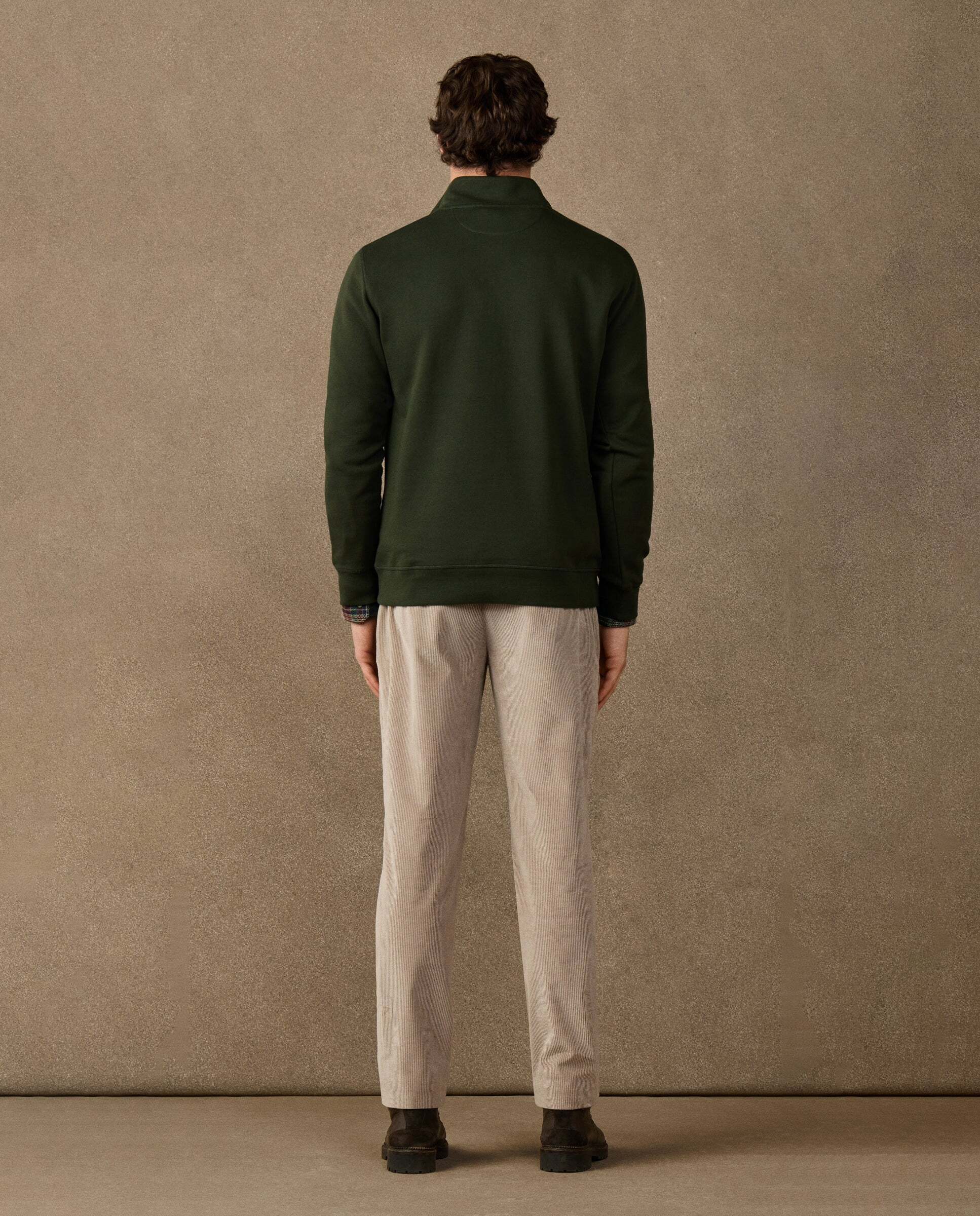 Sudadera de hombre algodón con cremallera y logo - Hackett - Verde Verde-3