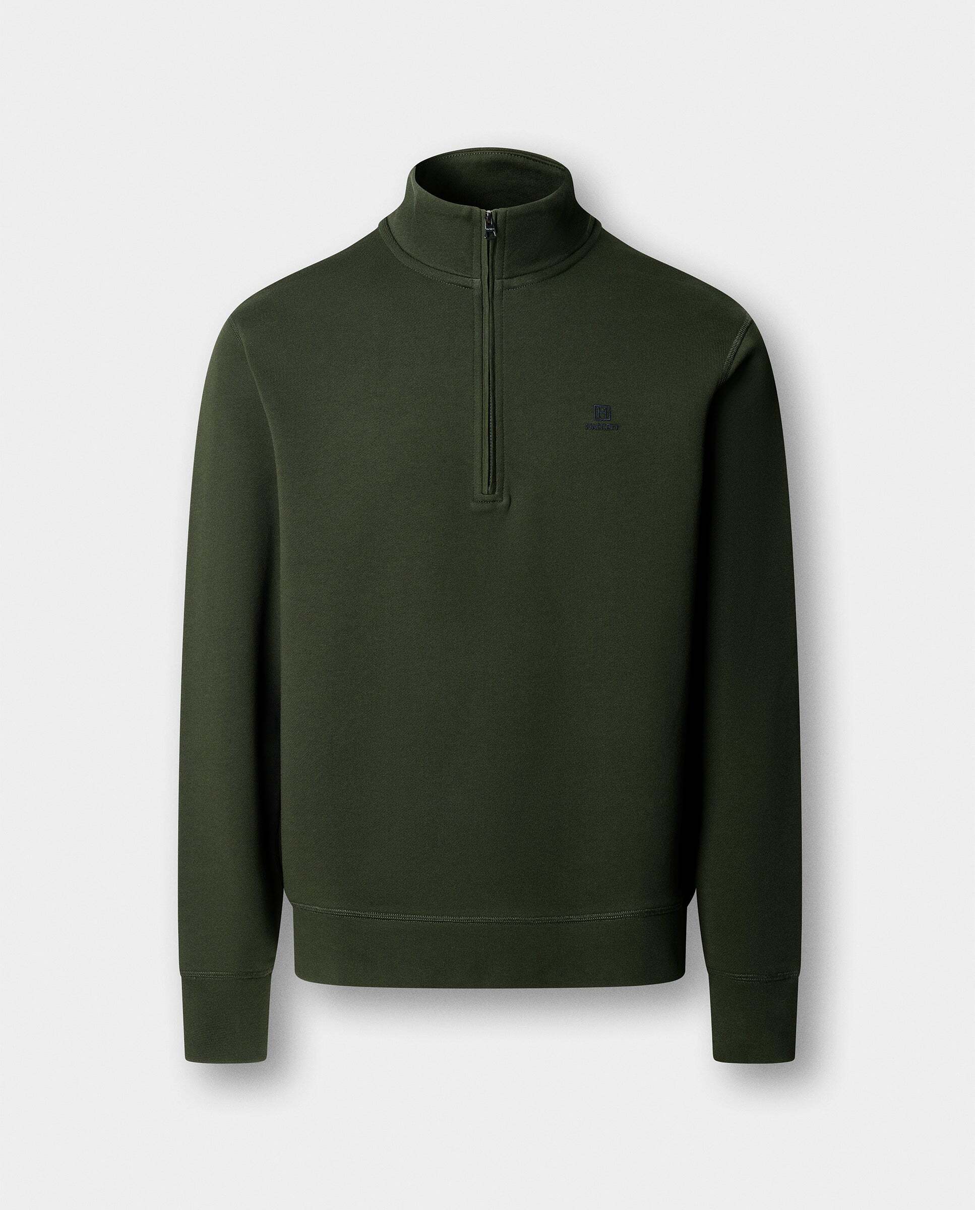 Sudadera de hombre algodón con cremallera y logo - Hackett - Verde Verde-6