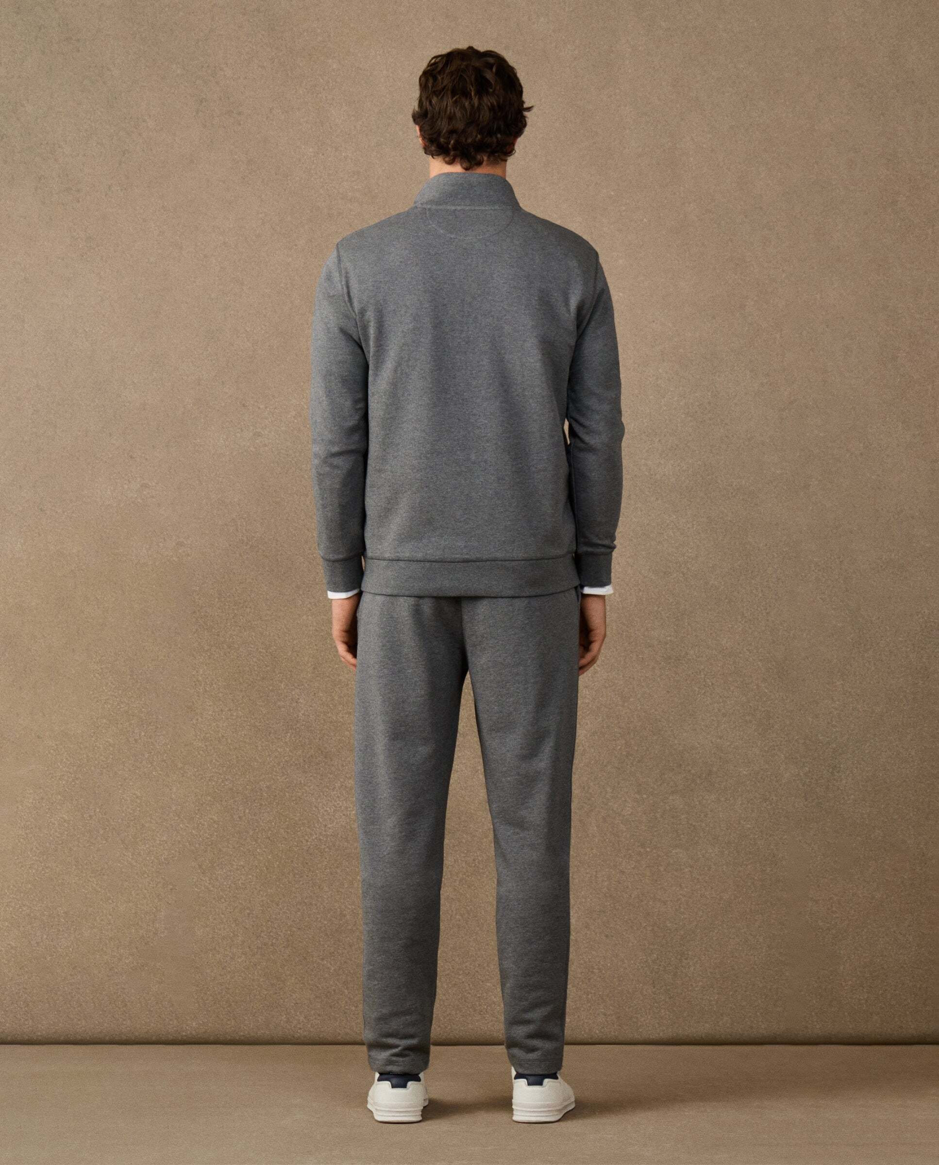 Sudadera de hombre algodón con cremallera y logo - Hackett - Gris Gris-3