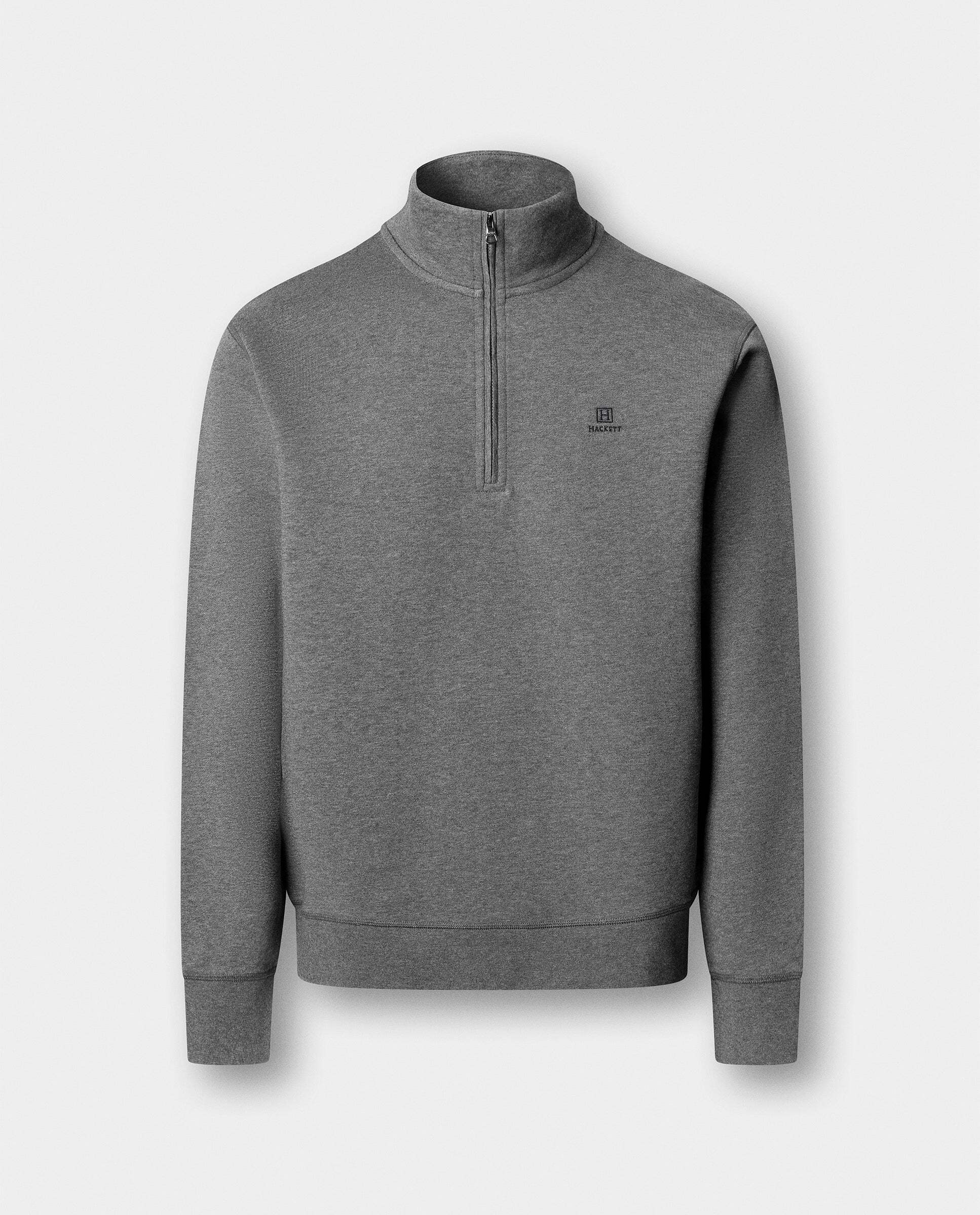 Sudadera de hombre algodón con cremallera y logo - Hackett - Gris Gris-6