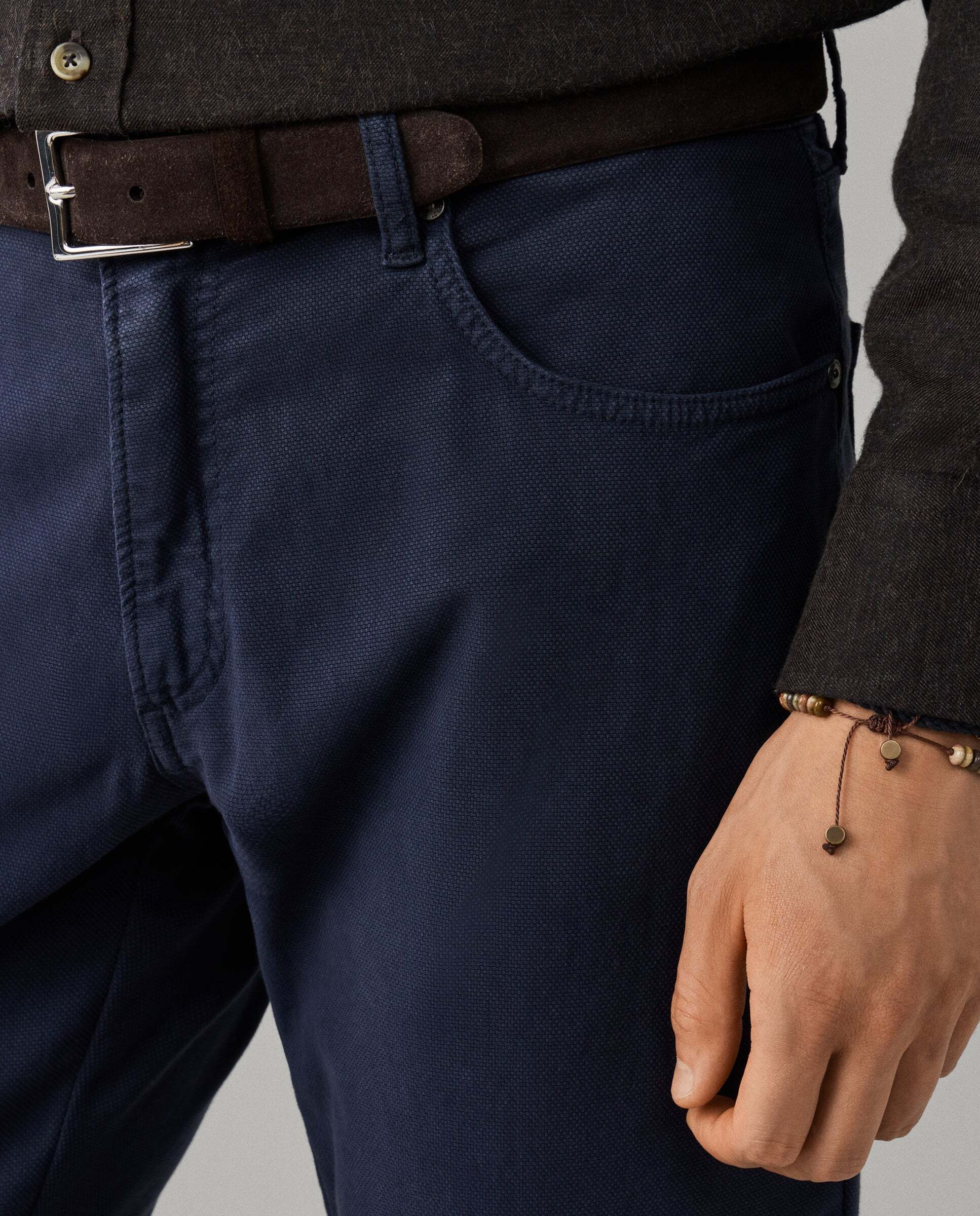 Pantalón de hombre texturizado trinity fit regular - Hackett - Azul marino Azul marino-4