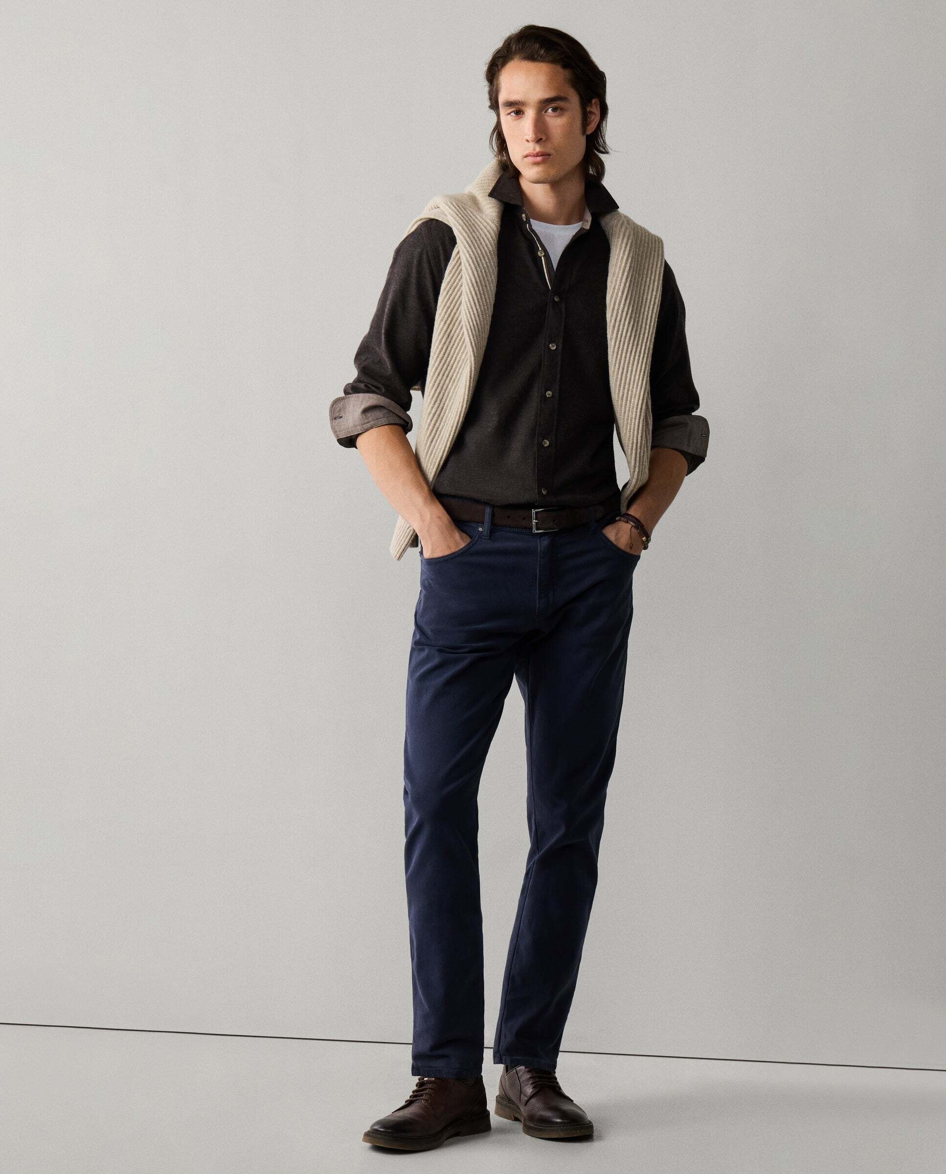 Pantalón de hombre texturizado trinity fit regular - Hackett - Azul Azul-2