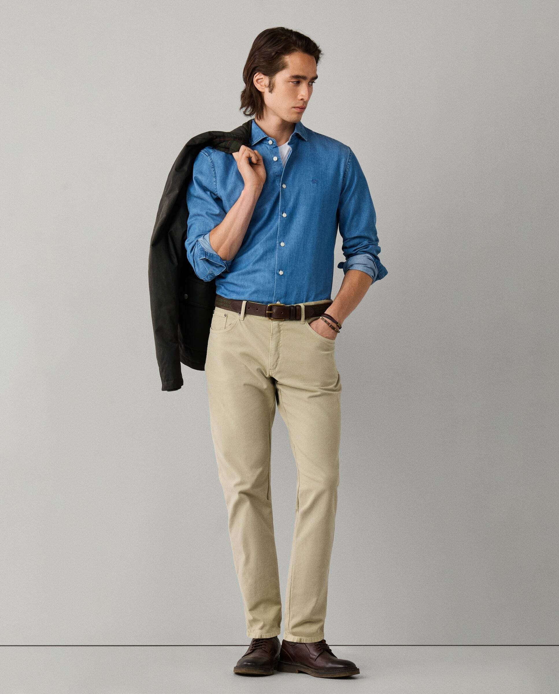 Pantalón de hombre texturizado trinity fit regular - Hackett - Natural Natural-2