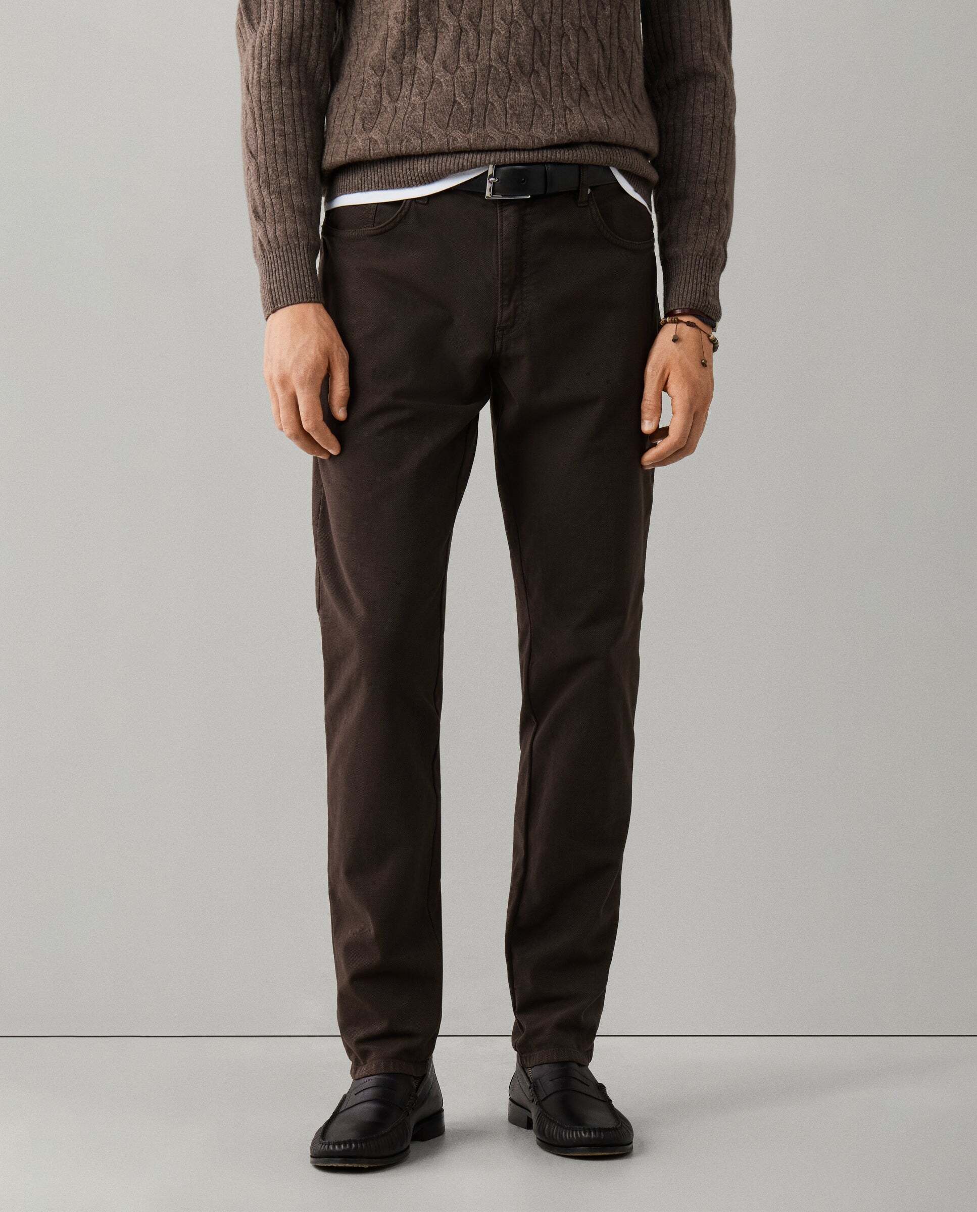 Pantalón de hombre texturizado trinity fit regular - Hackett - Marrón Marrón-1