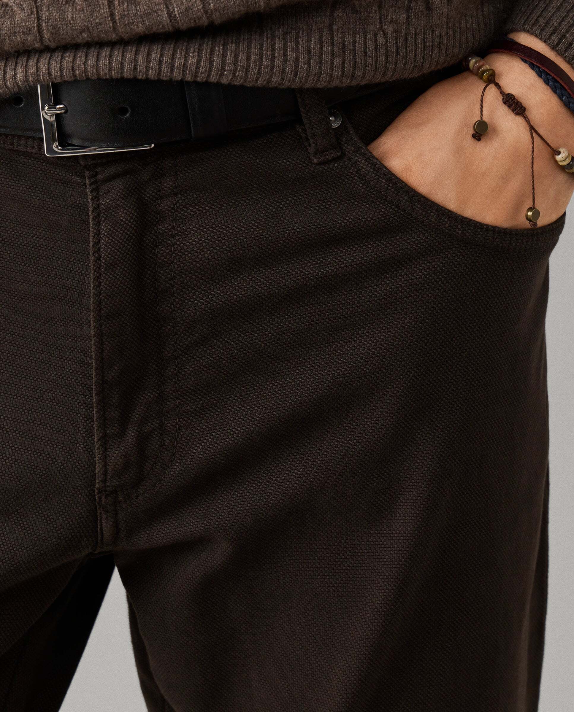 Pantalón de hombre texturizado trinity fit regular - Hackett - Marrón Marrón-4
