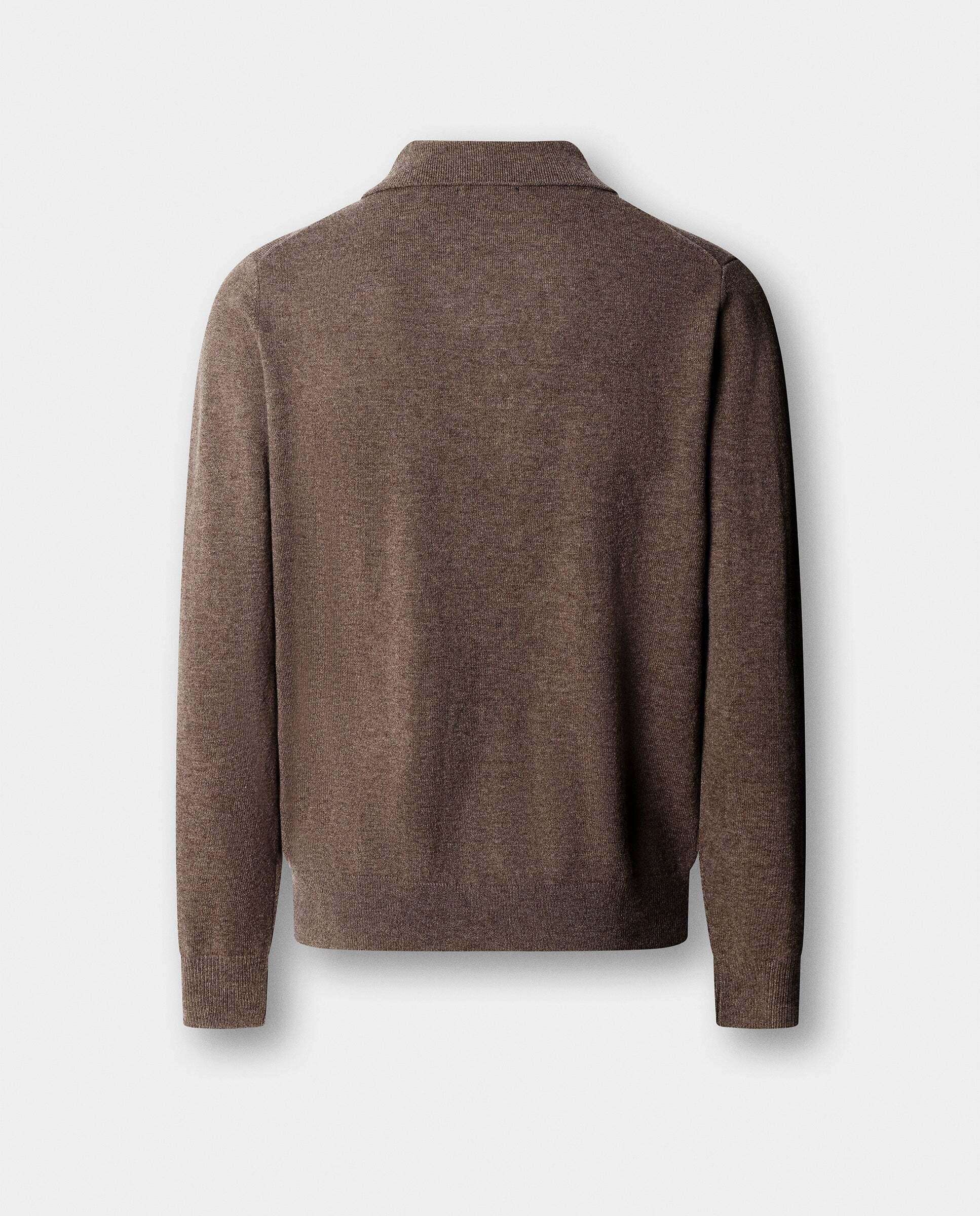 Polo de hombre de punto manga larga en lana de cordero - Hackett - Beige Beige-7
