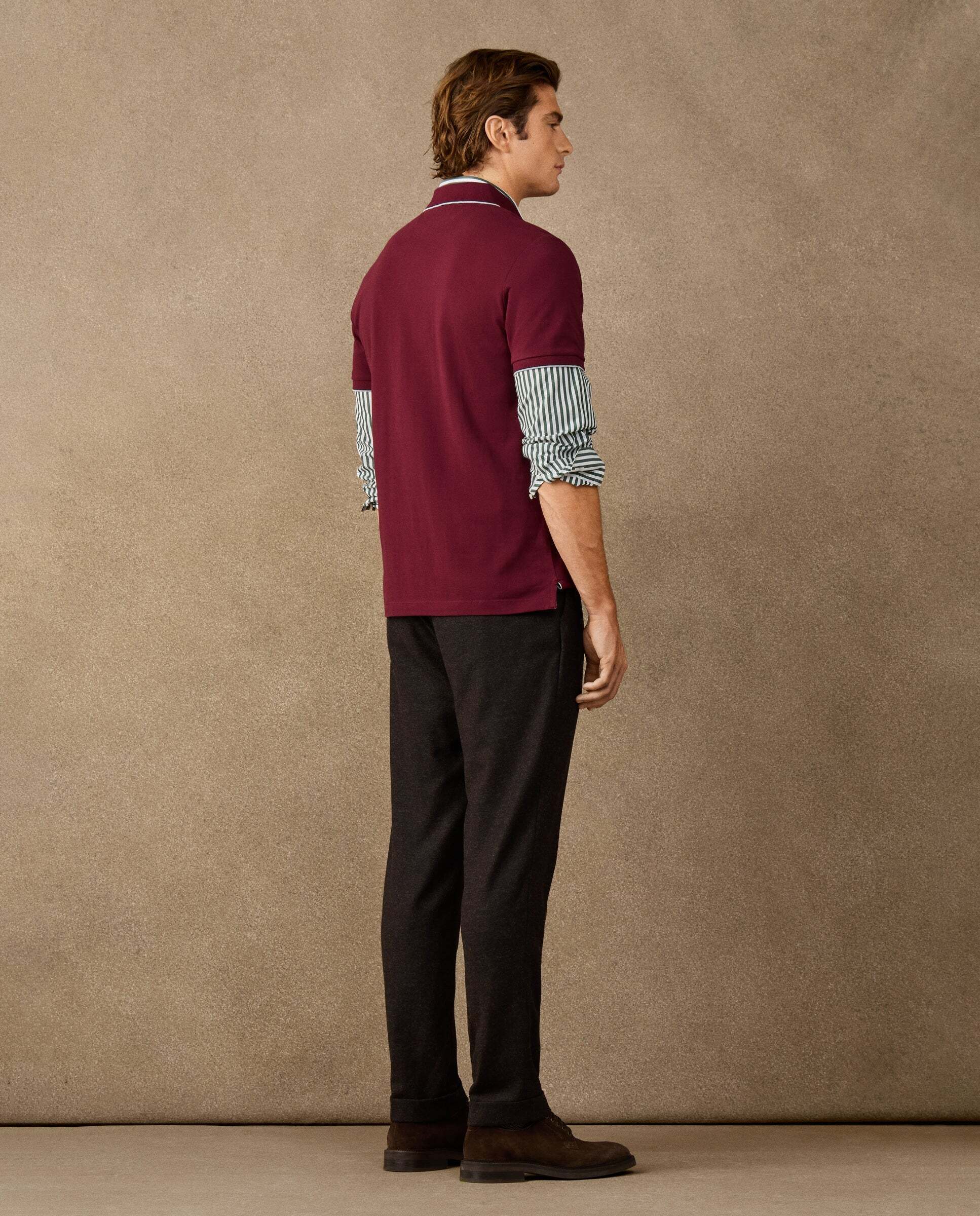 Polo de hombre manga corta con ribete fit clásico - Rojo Rojo-3