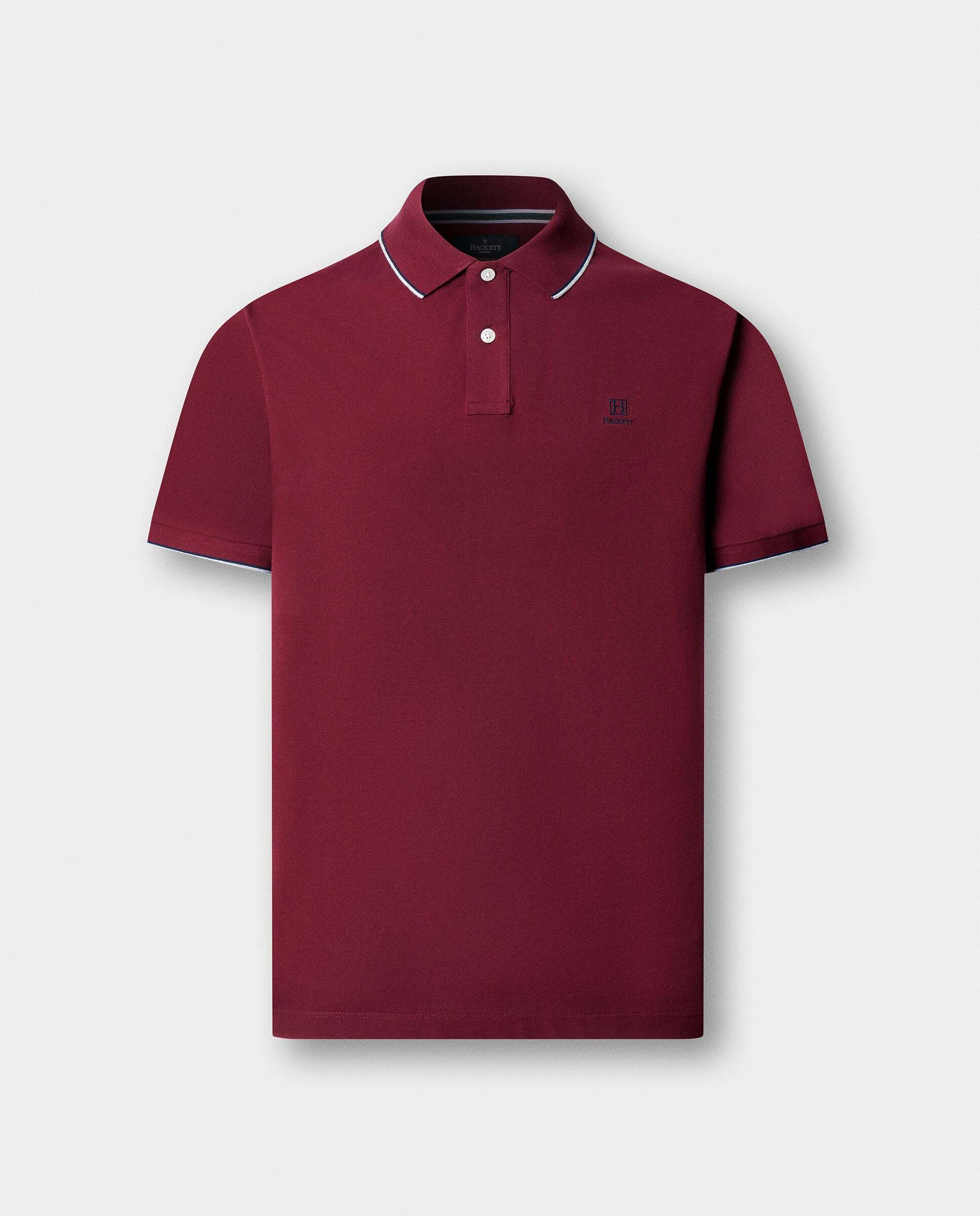 Polo de hombre manga corta con ribete fit clásico - Rojo Rojo-6
