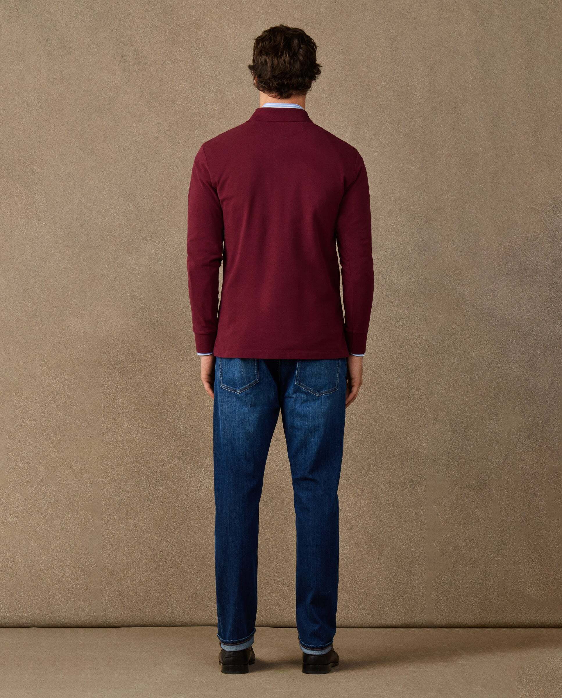Polo de hombre manga larga con logo fit clásico - Hackett - Rojo Rojo-3