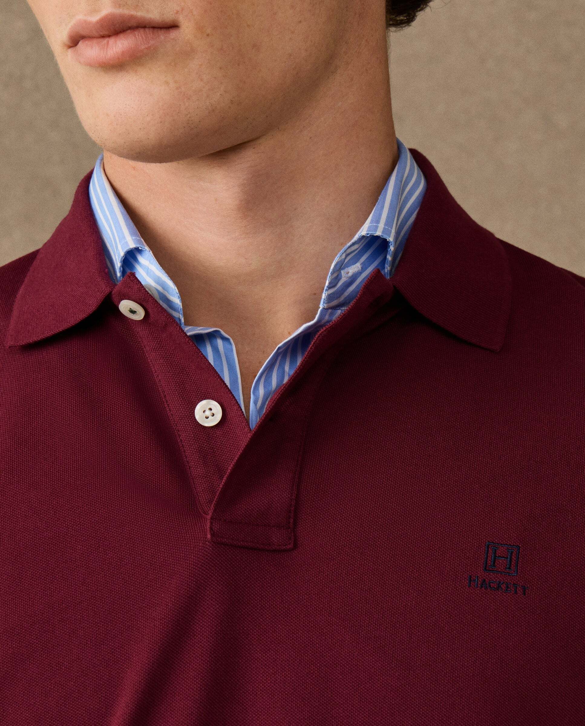 Polo de hombre manga larga con logo fit clásico - Hackett - Rojo Rojo-4