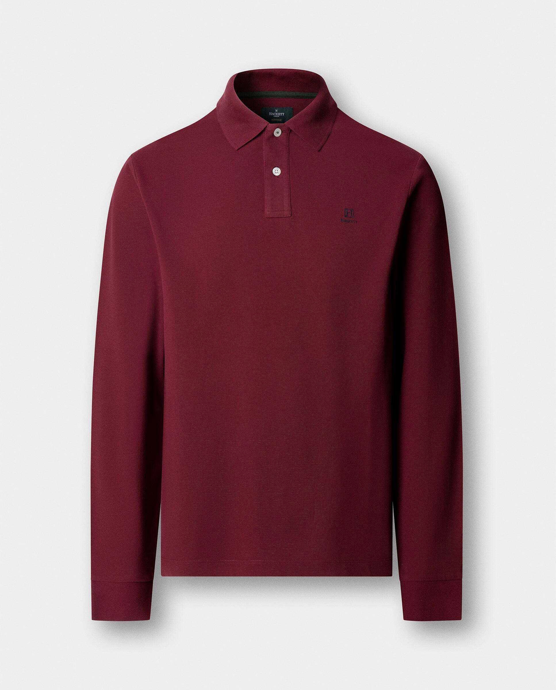 Polo de hombre manga larga con logo fit clásico - Hackett - Rojo Rojo-6