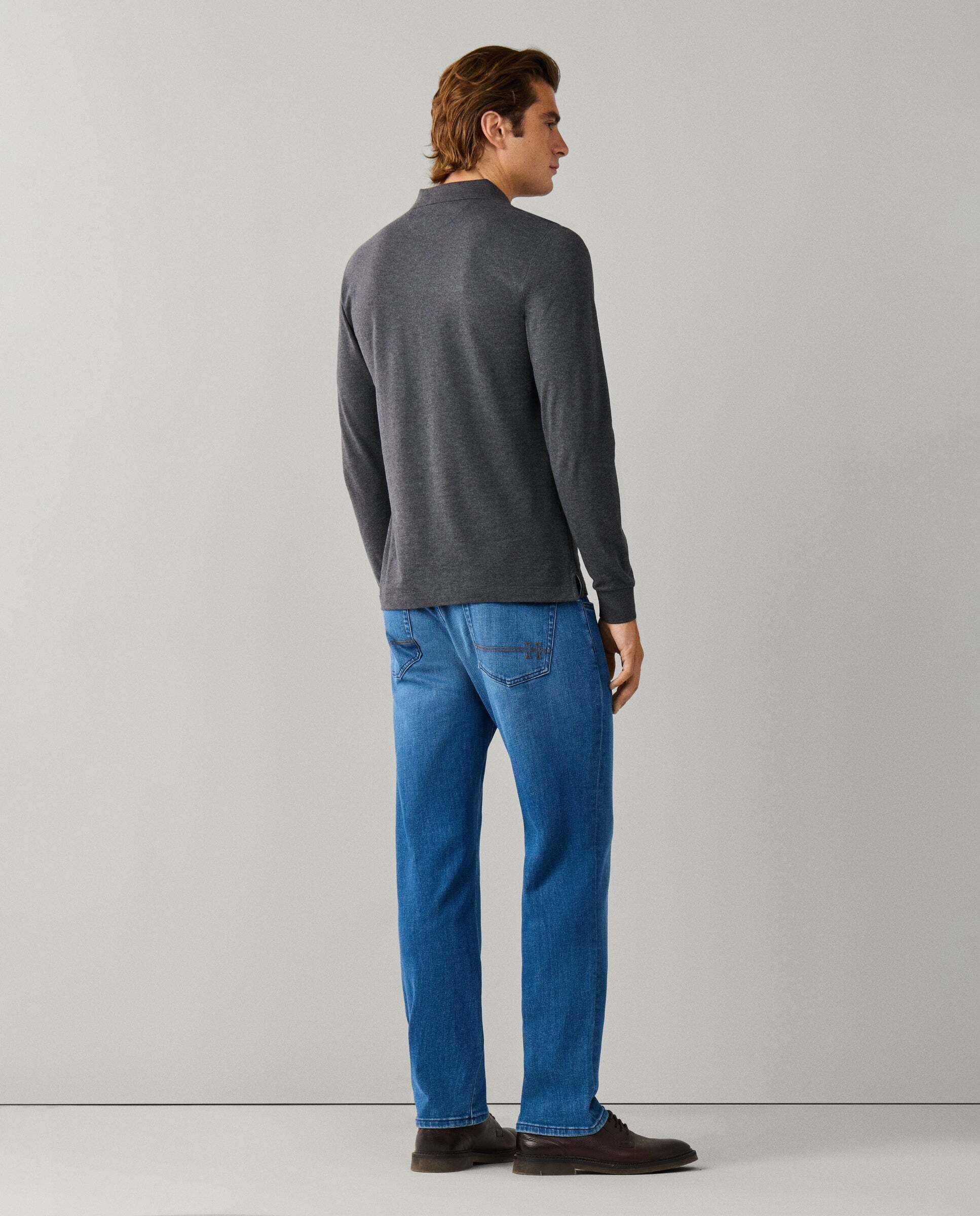 Polo de hombre manga larga con logo fit slim - Hackett - Gris oscuro Gris oscuro-3