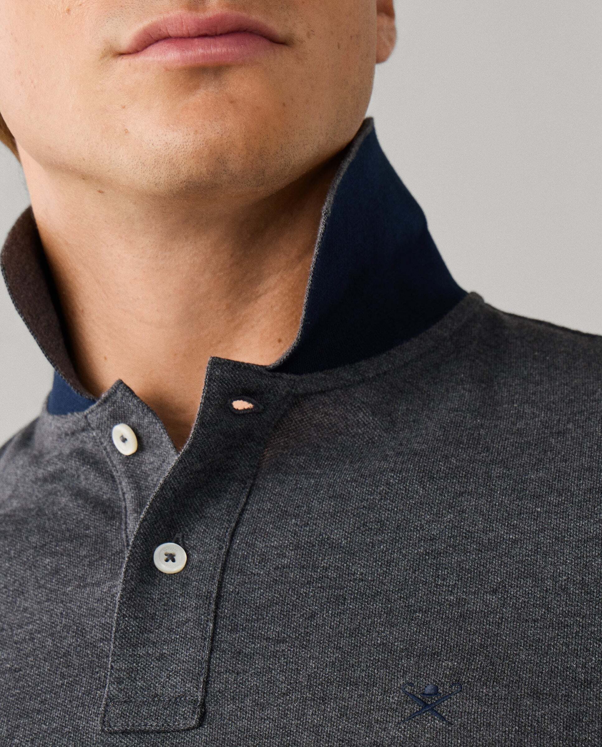 Polo de hombre manga larga con logo fit slim - Hackett - Gris oscuro Gris oscuro-4