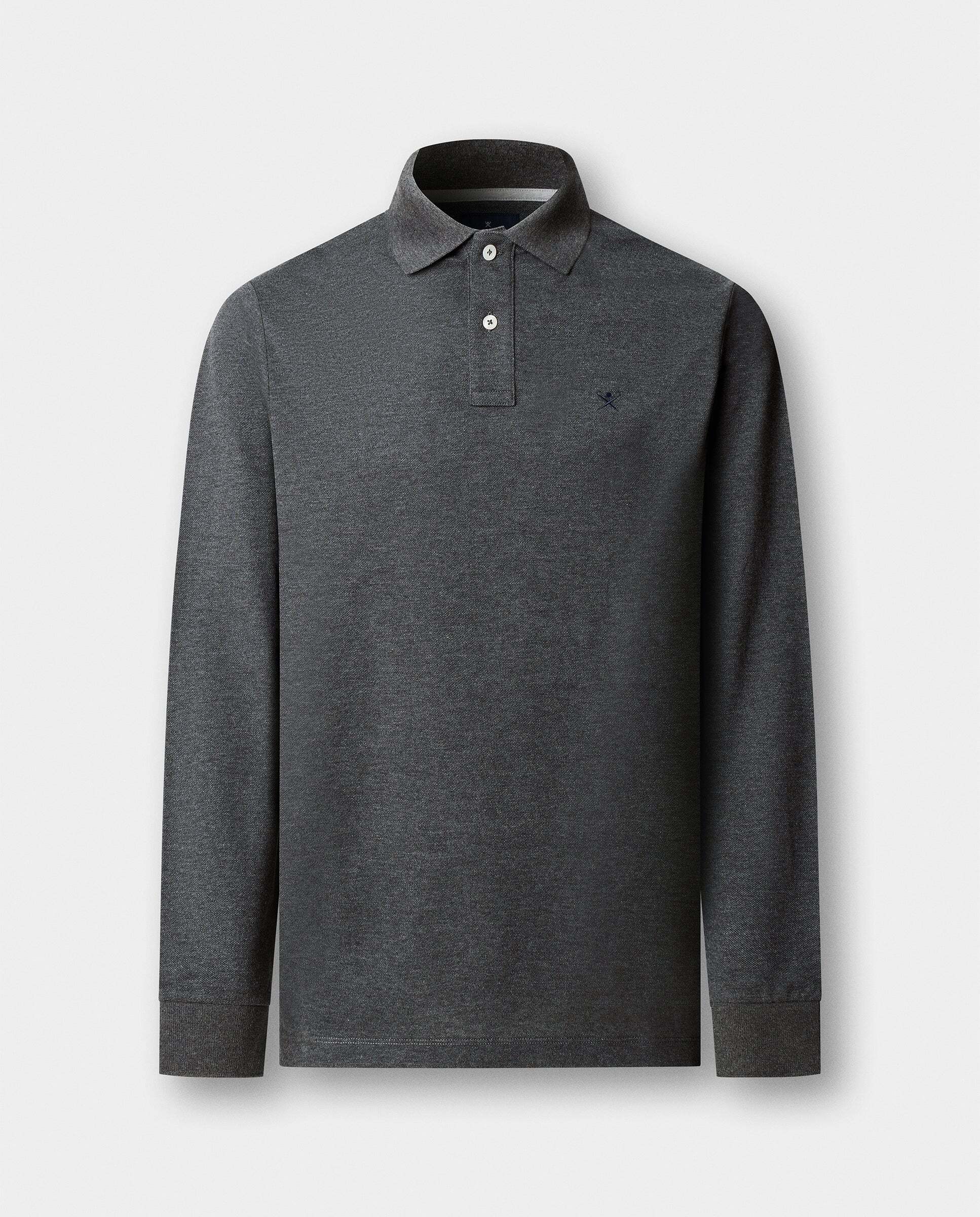 Polo de hombre manga larga con logo fit slim - Hackett - Gris oscuro Gris oscuro-6