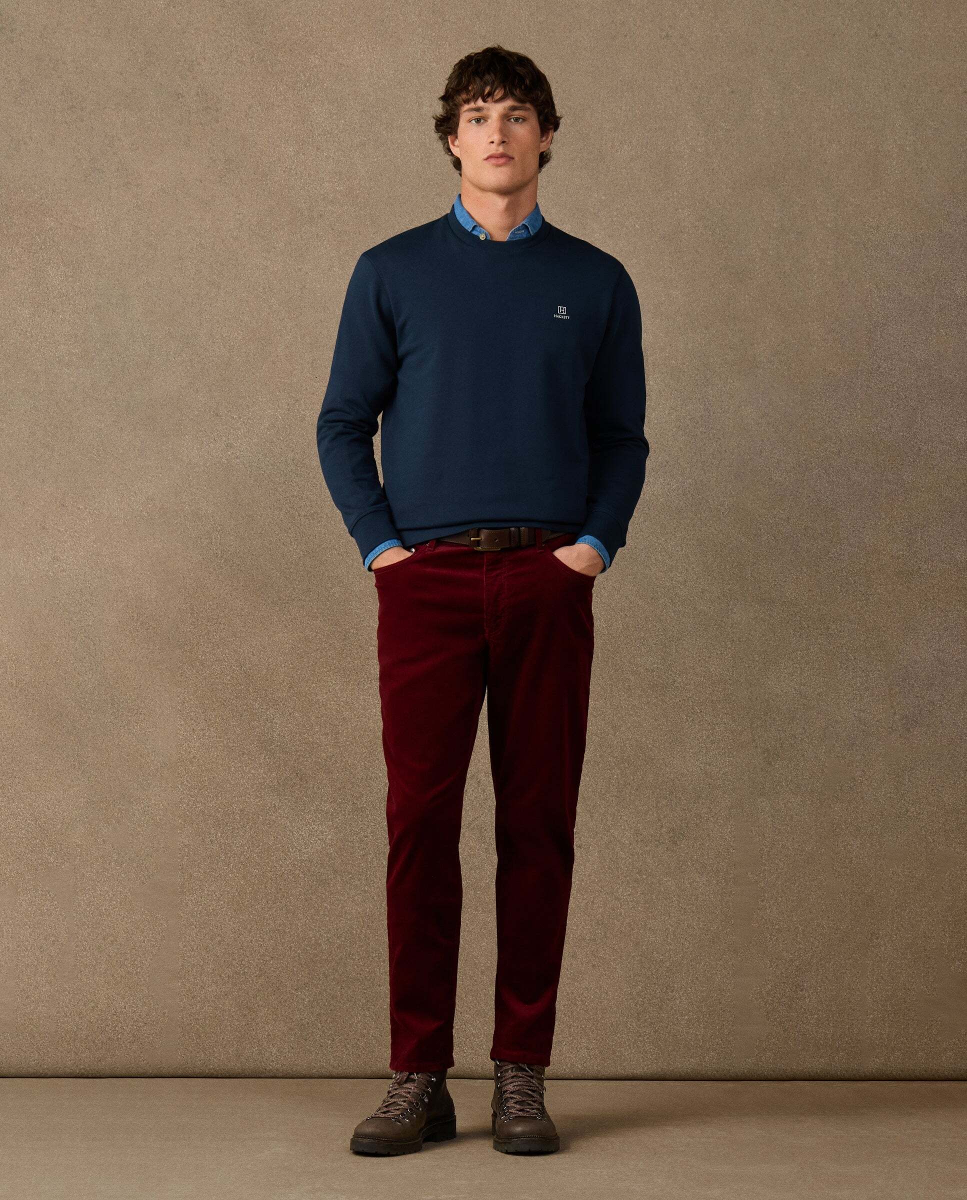 Sudadera de hombre algodón cuello redondo con logo - Hackett - Azul Azul-2
