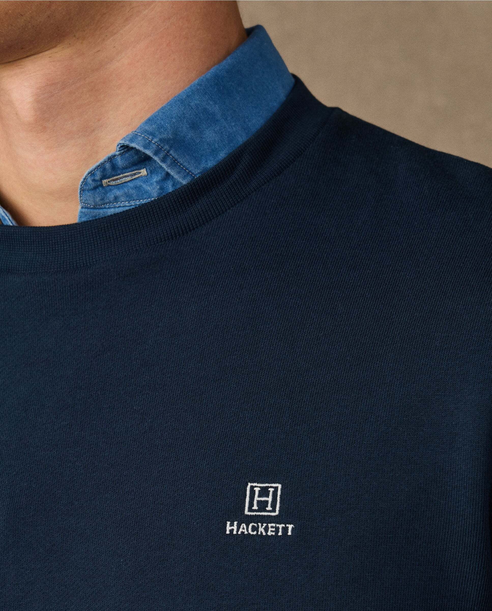 Sudadera de hombre algodón cuello redondo con logo - Hackett - Azul Azul-4