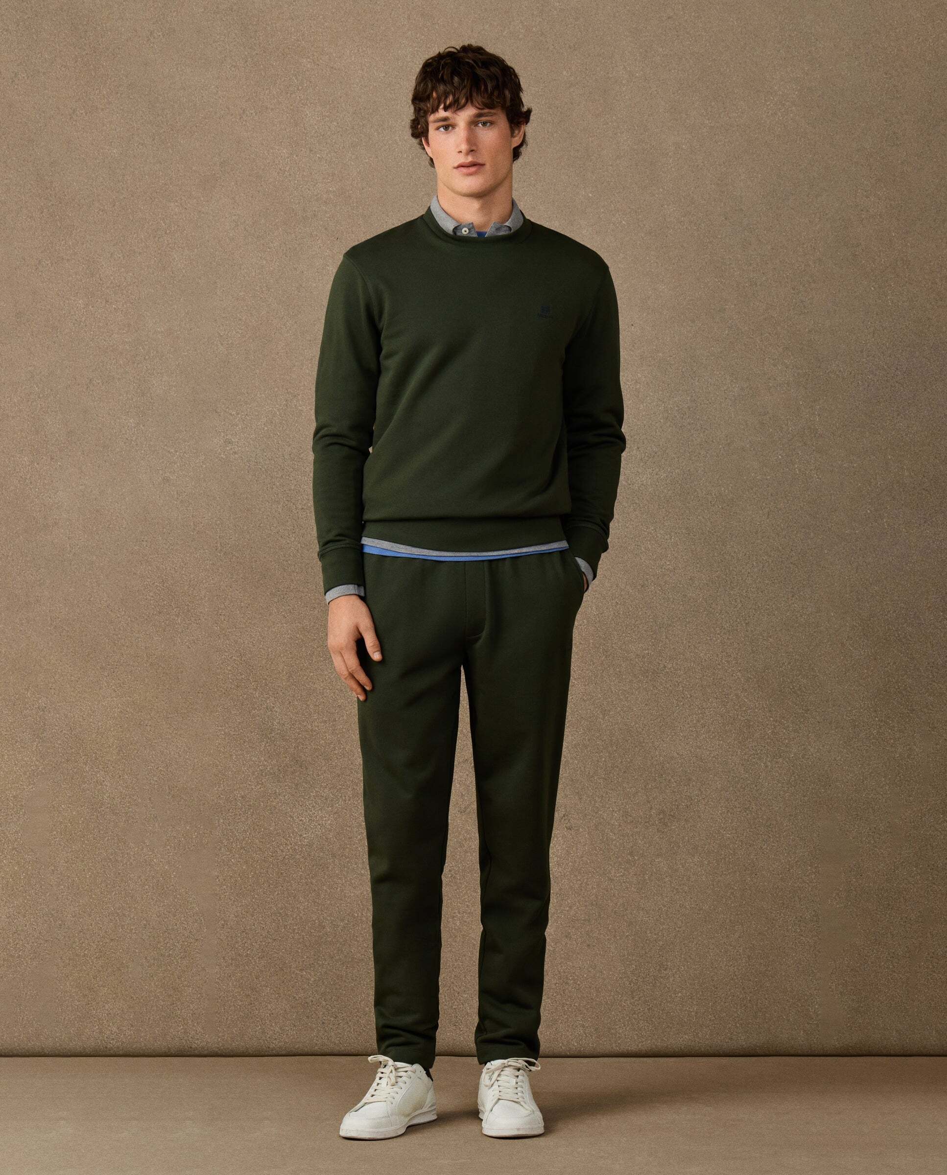 Sudadera de hombre algodón cuello redondo con logo - Hackett - Verde Verde-2