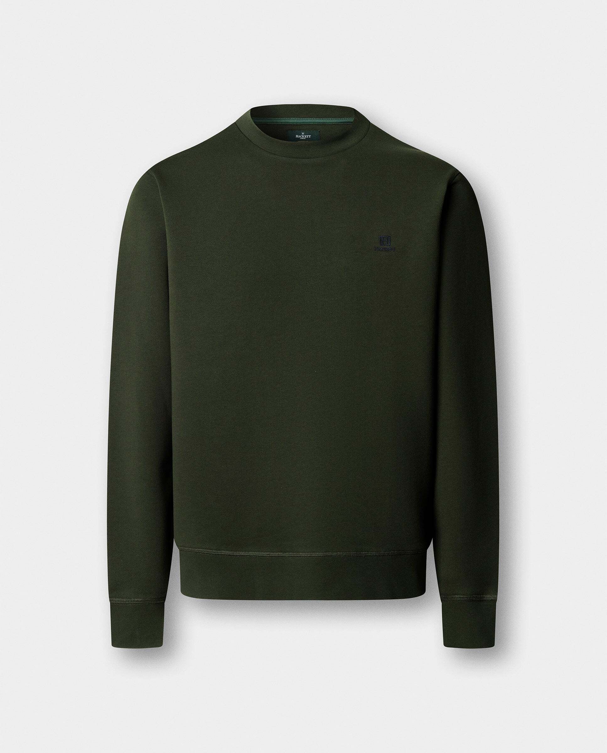 Sudadera de hombre algodón cuello redondo con logo - Hackett - Verde Verde-6