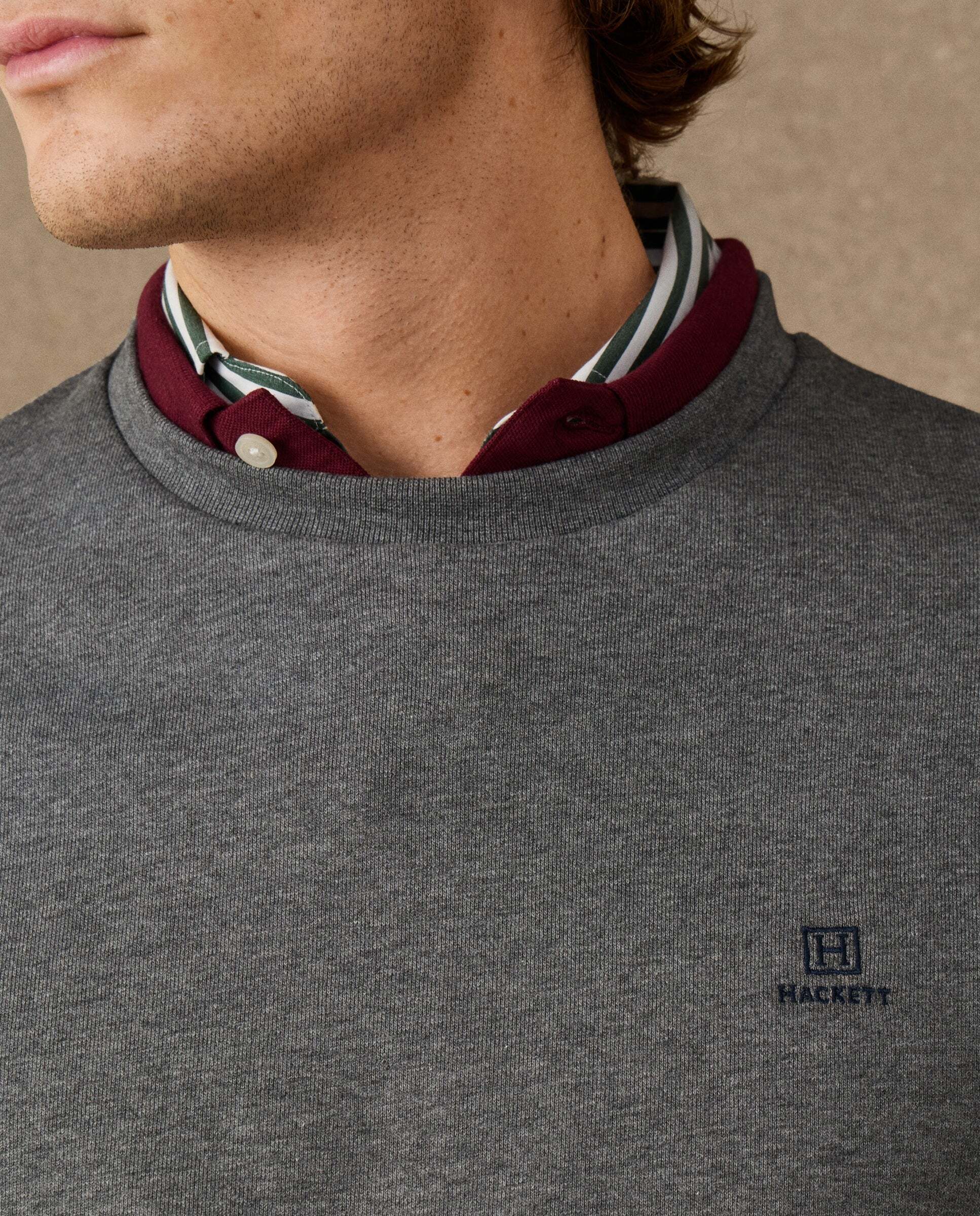 Sudadera de hombre algodón cuello redondo con logo - Hackett - Gris Gris-4