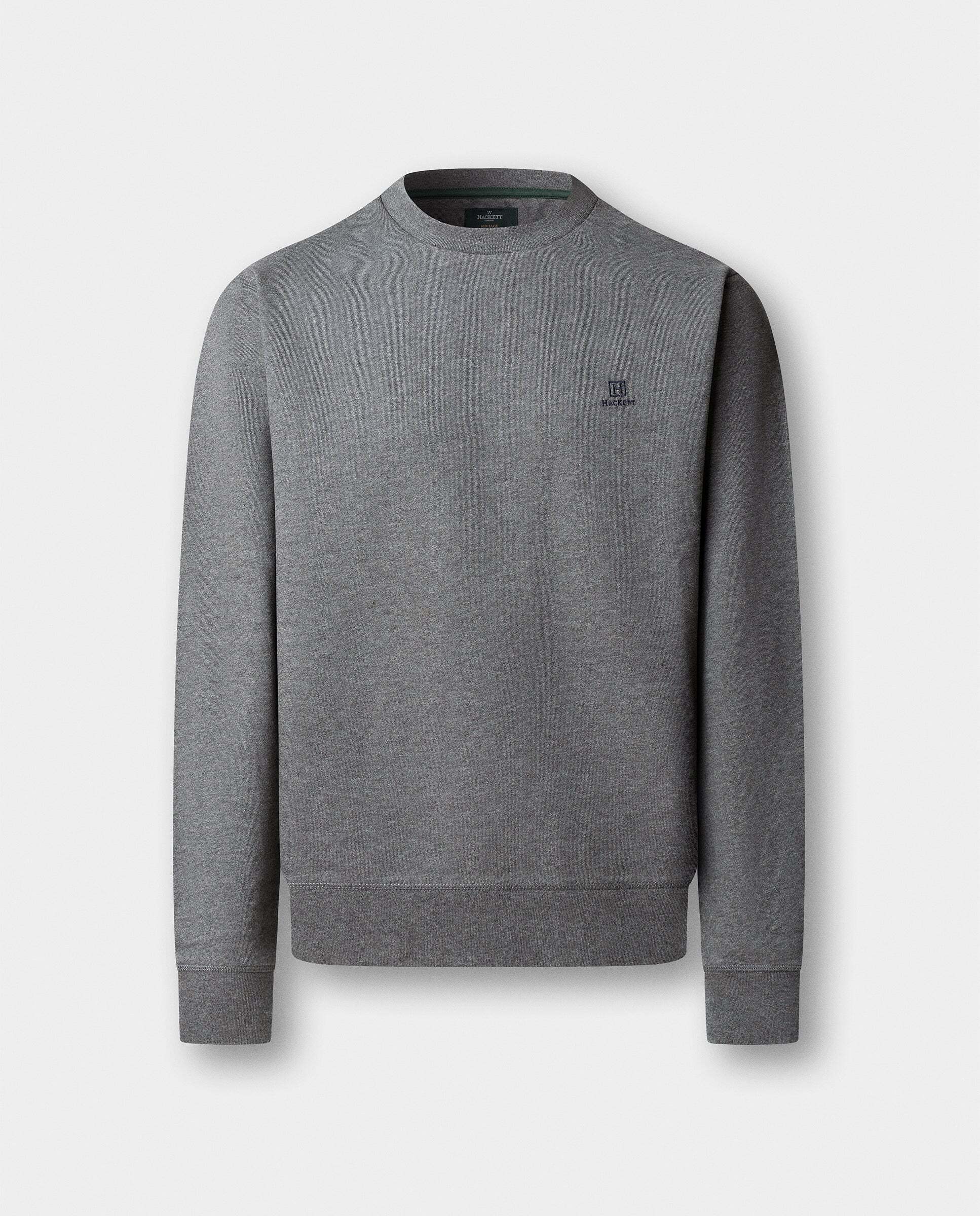 Sudadera de hombre algodón cuello redondo con logo - Hackett - Gris Gris-6