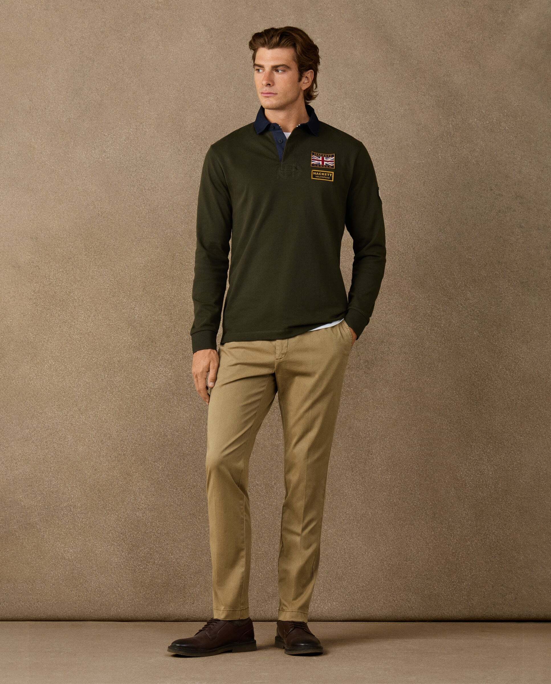 Polo rugby logos rally fit clásico - Hackett - Verde militar Verde militar-2
