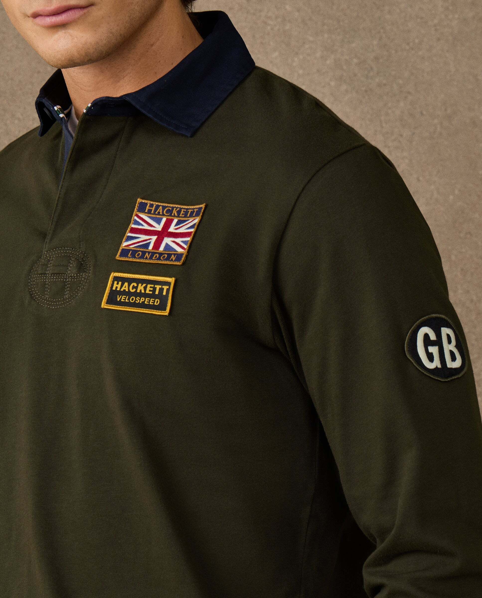 Polo rugby logos rally fit clásico - Hackett - Verde militar Verde militar-4