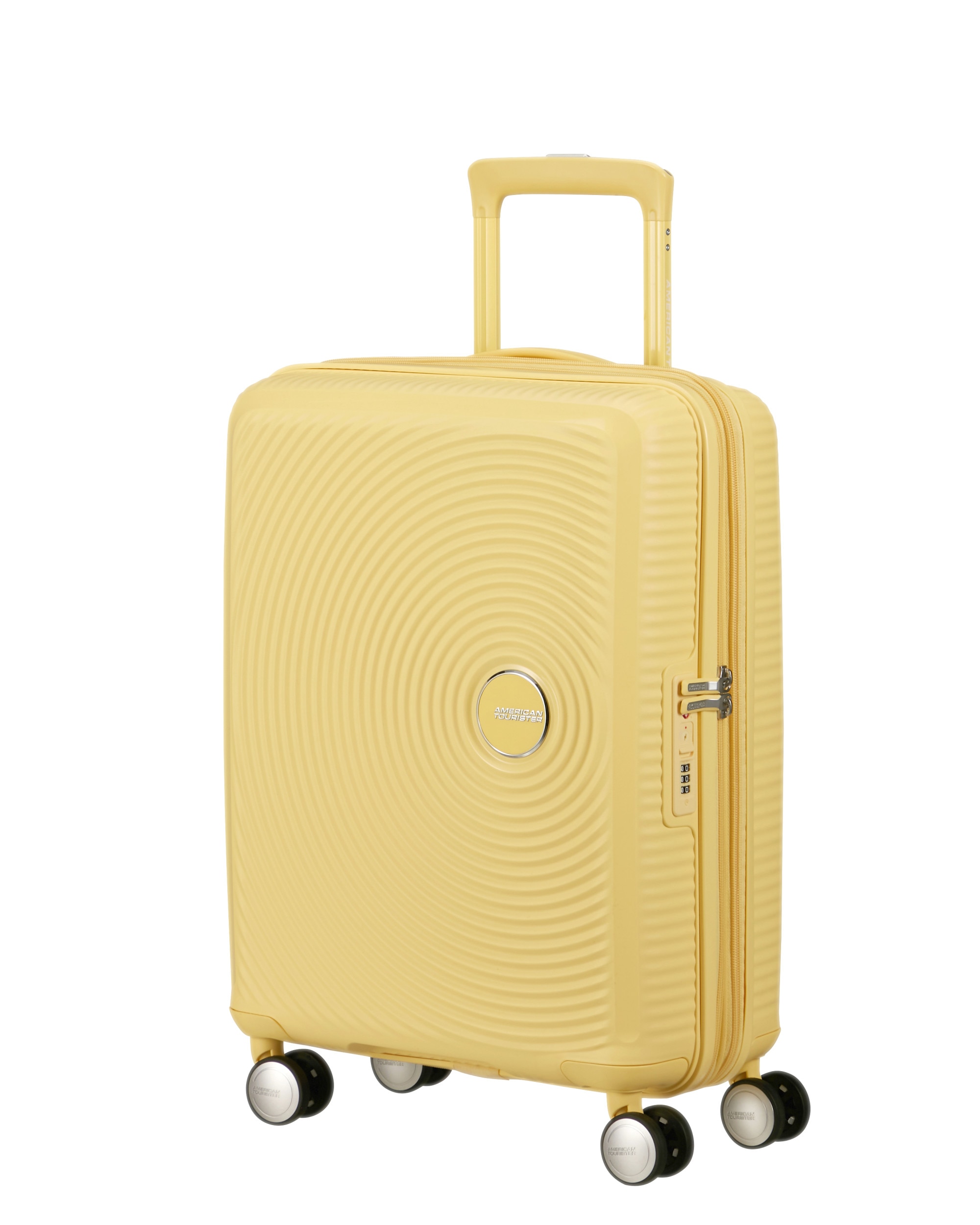 Maleta de cabina Soundbox Spinner 55/20 Tsa Exp rígida con capacidad de 35,5 L - American Tourister - Amarillo Amarillo-1